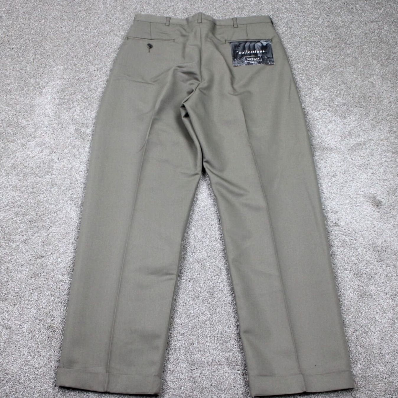 Haggar Haggar Dress Pants Mens 32x30 Beige Pleated Cuffed Polyester Blend NWT Regular Rise Straight Fit Front Zipper Button Pocket Size US 32 / EU 48 - 6 Thumbnail
