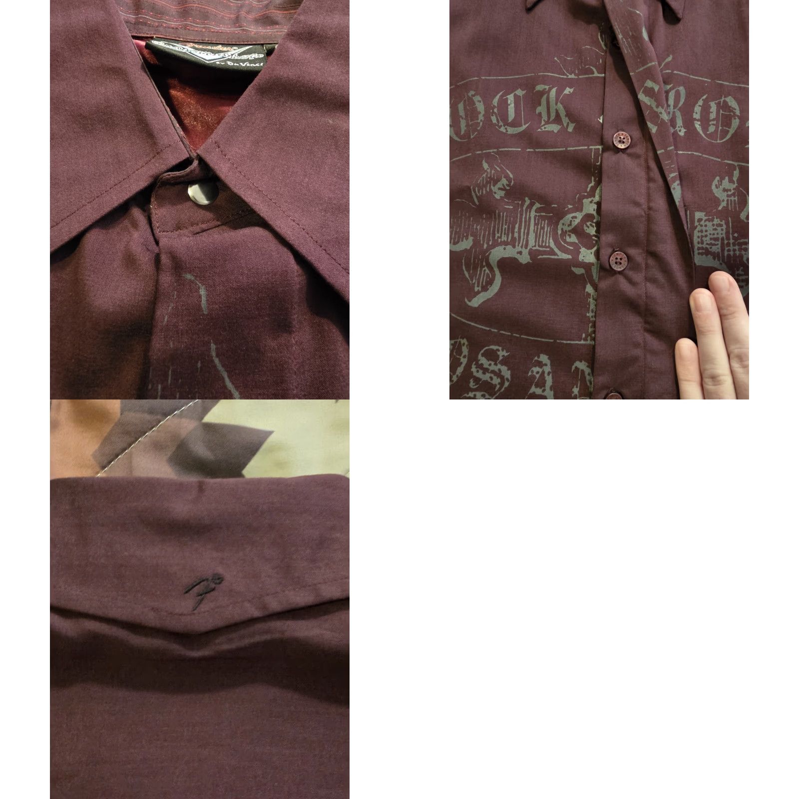 Fender Fender Button-Up Shirt Rockabilly Maroon Long Sleeve Men's M Rock Music Casual Party/Cocktail Travel Quality All Seasons Breathable Easy Care Size US M / EU 48-50 / 2 - 9 Thumbnail