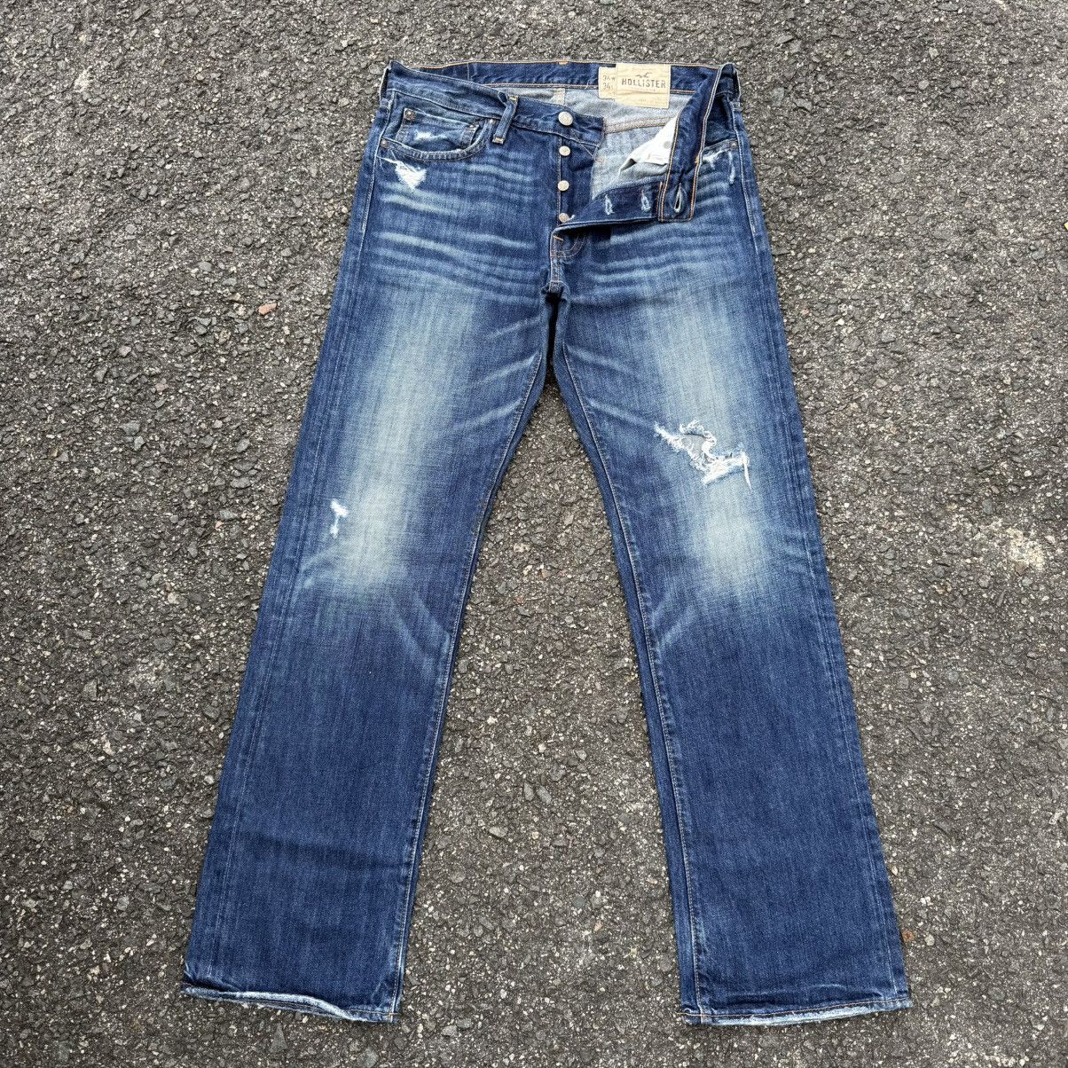 VINTAGE HOLLISTER FLARE BUTTON FLY DENIM JEAN PANTS