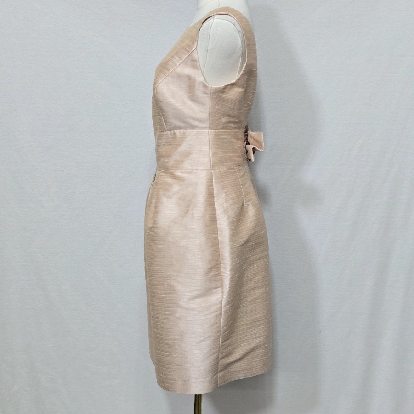Vintage Alfred Sung Dress Womens 8 Beige Satin Fit & Flare Backless Bow Bridesmaid Party Size M / US 6-8 / IT 42-44 - 3 Thumbnail