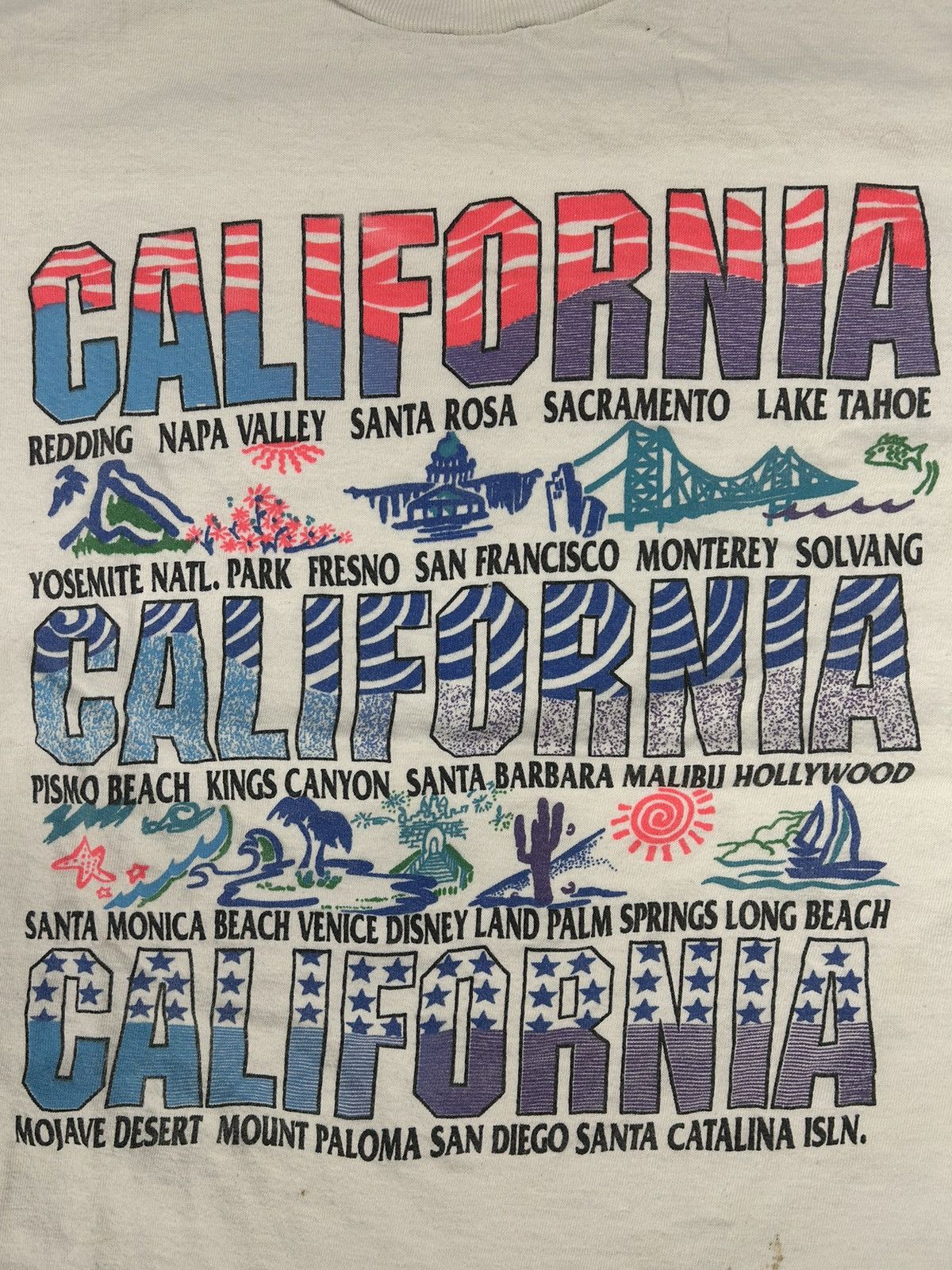 Other Vintage Essential 90s White California Script Tee Shirt Size US M / EU 48-50 / 2 - 2 Thumbnail