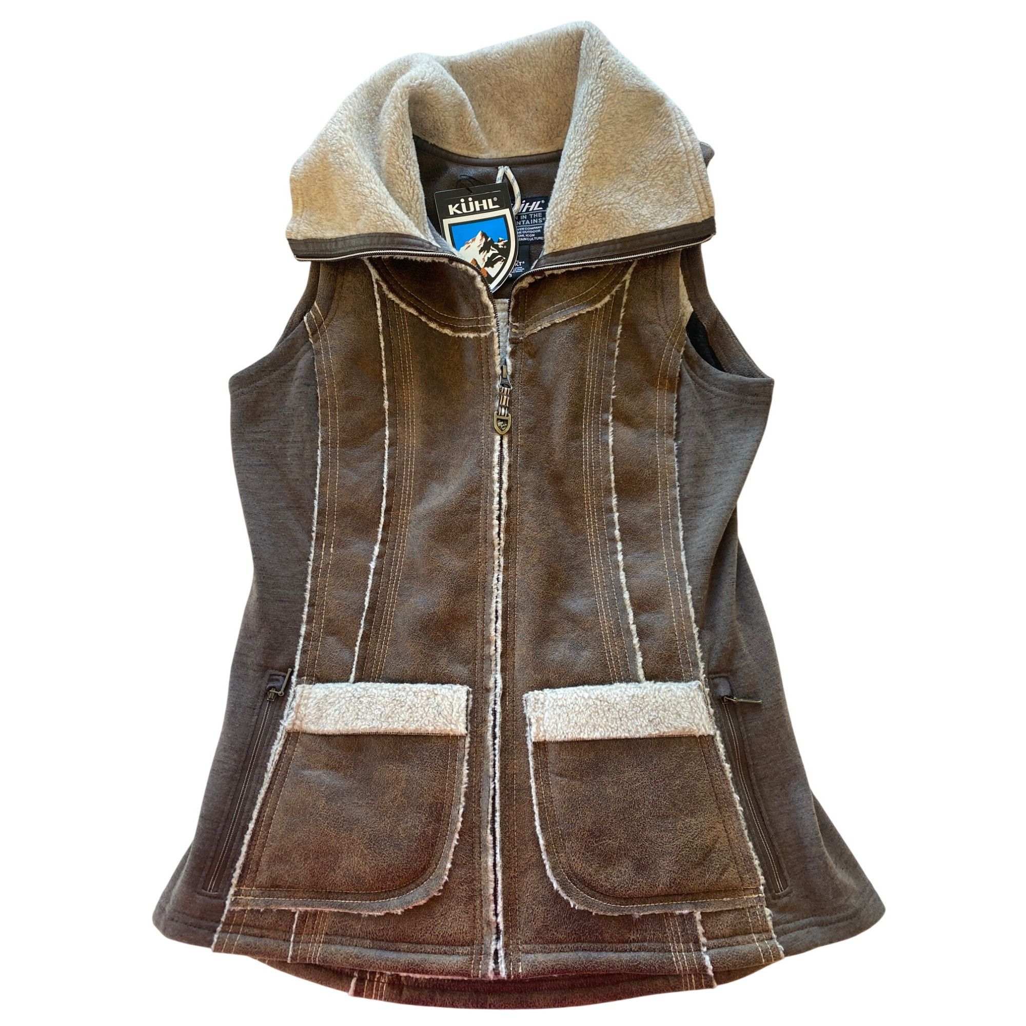 Kuhl NWT KUHL Womens Dani Sherpa Vest Italian Faux Leather Shearl Size S / US 4 / IT 40 - 7 Thumbnail