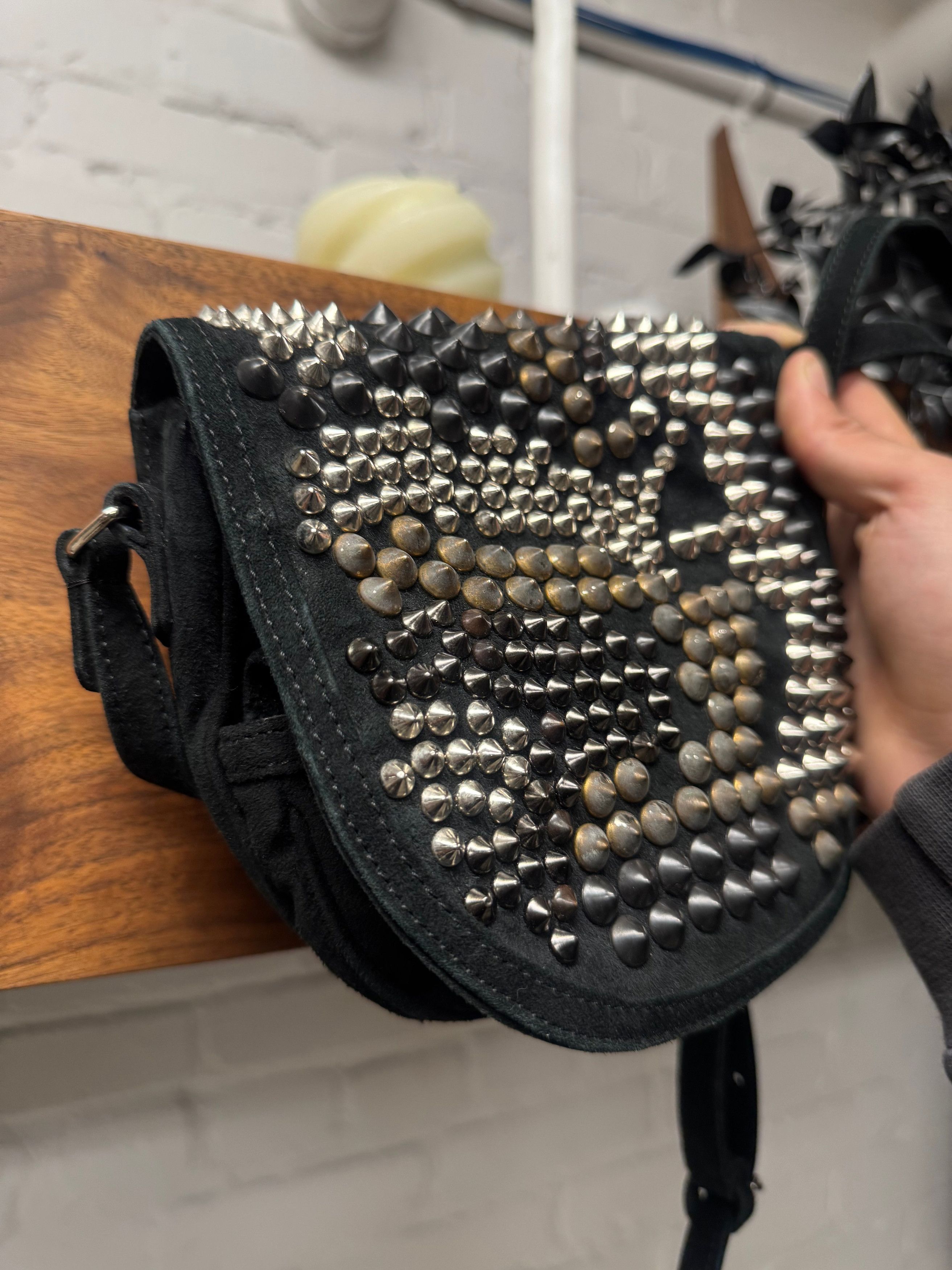 Balmain SS2010 Balmain by Christophe Decarnin Studded Suede Crossbody Bag Size ONE SIZE - 3 Thumbnail