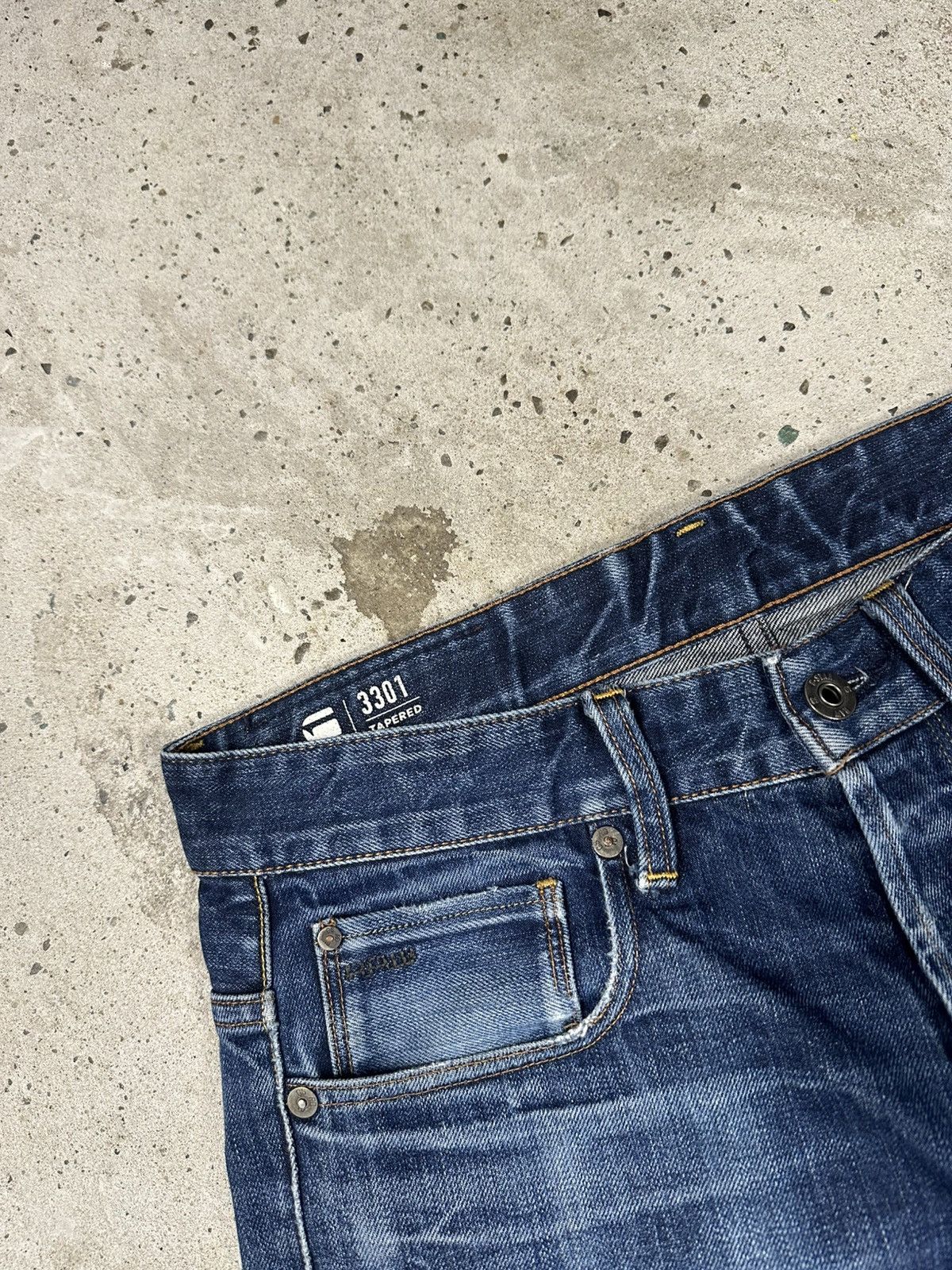 G-Star × Vintage Vintage Y2K G Star Raw 3301 Tapered Washed Denim Pants Jeans Size US 30 / EU 46 - 9 Thumbnail