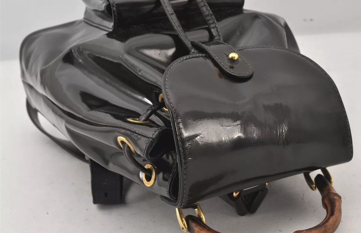 Gucci GUCCI Vintage Bamboo Drawstring Backpack Enamel Brown Size ONE SIZE - 5 Thumbnail