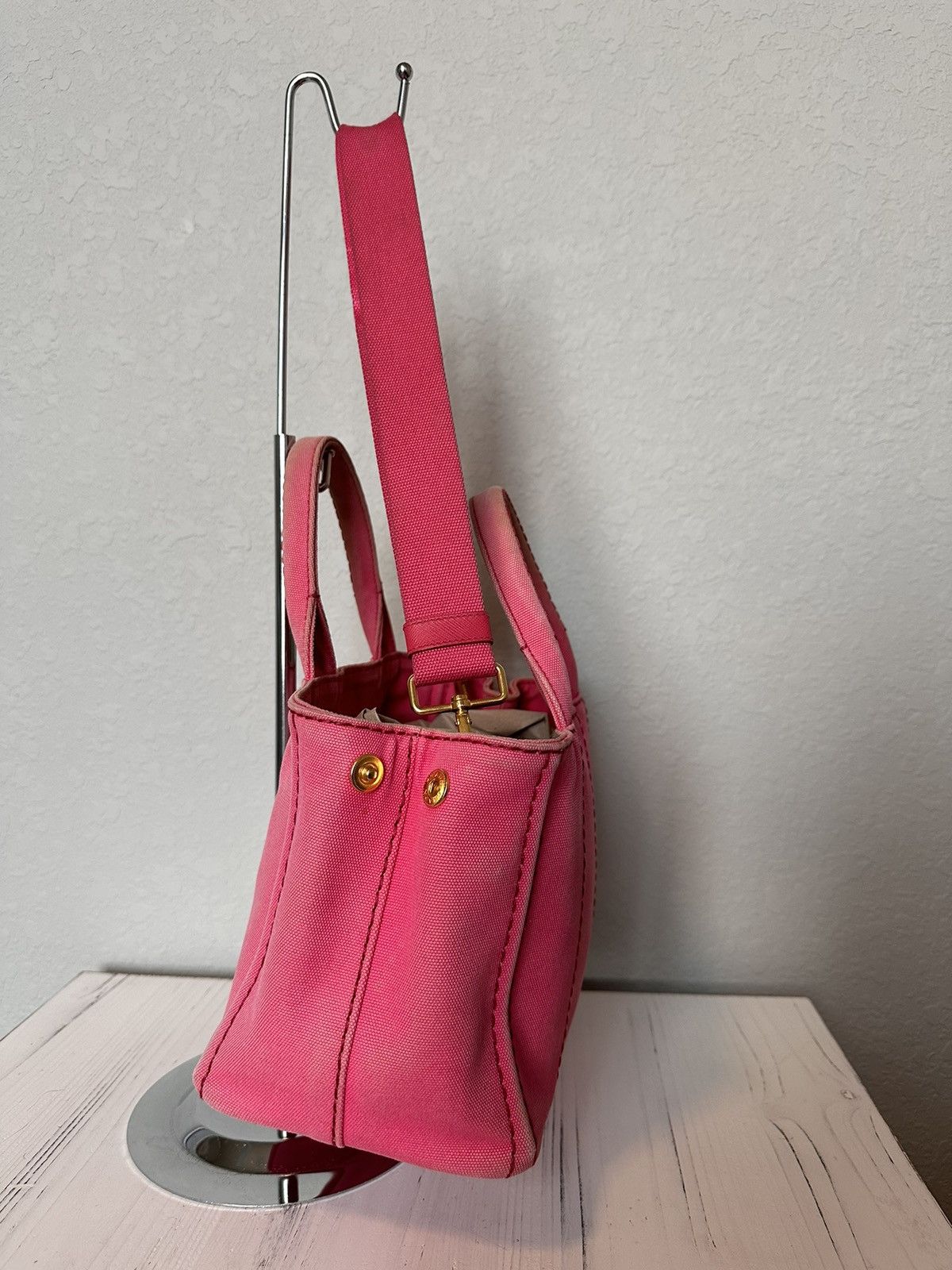 Prada Pink Prada Canapa Tote With Strap Size ONE SIZE - 11 Thumbnail