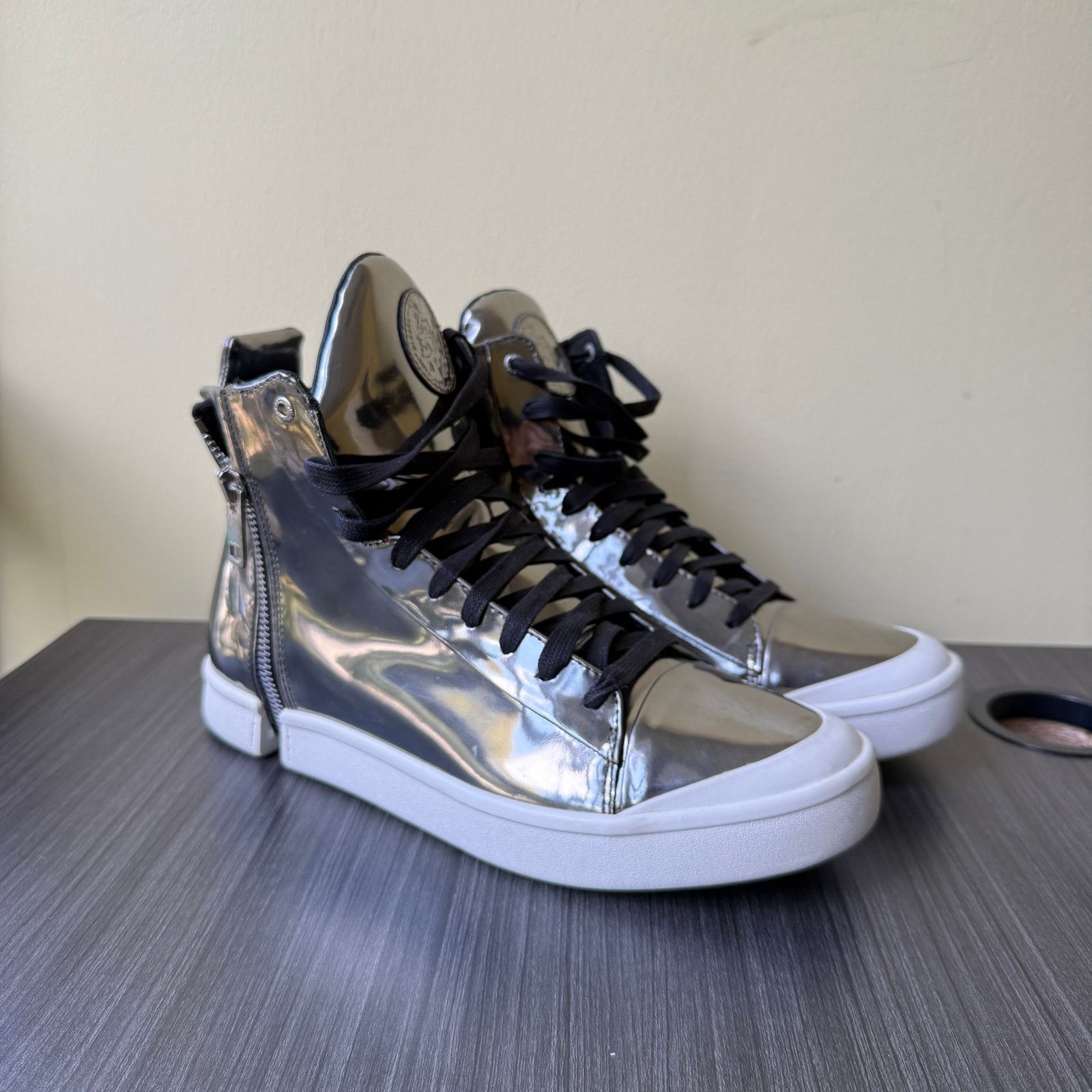 Diesel Diesel Mens S-Nentish Zip Sneaker Chrome White Size 12 EU 45 Size US 12 / EU 45 - 1 Thumbnail