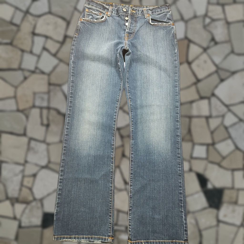 Lucky Brand VINTAGE Lucky Brand Easy Rider Jeans Womens 8 X 32 Bootcut Button Fly USA Denim Blue Size 30" / US 8 / IT 44 - 1 Thumbnail