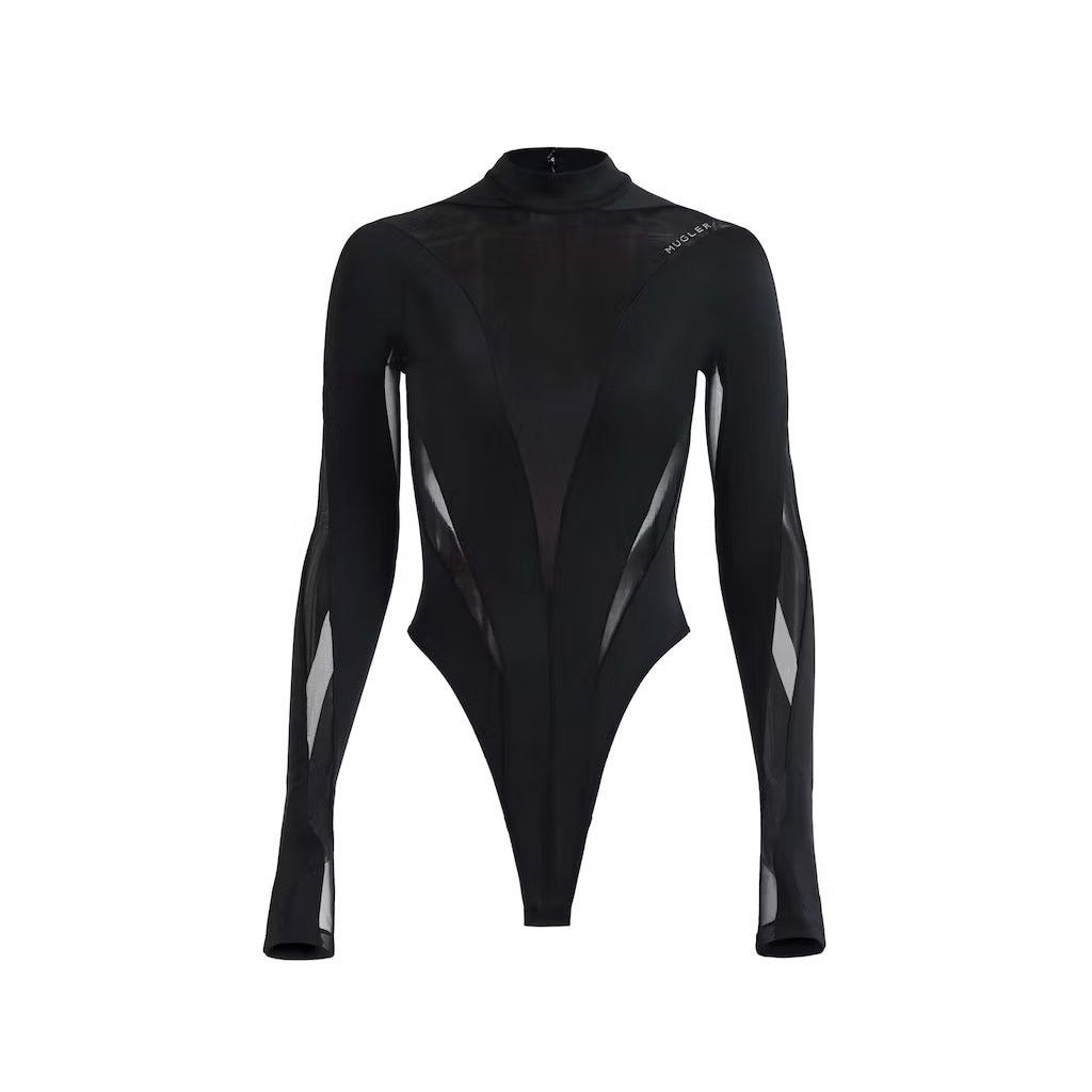 H&M × Mugler Mugler X H&M Rare Black Mesh Panel Bodysuit Size L / US 10 / IT 46 - 12 Thumbnail