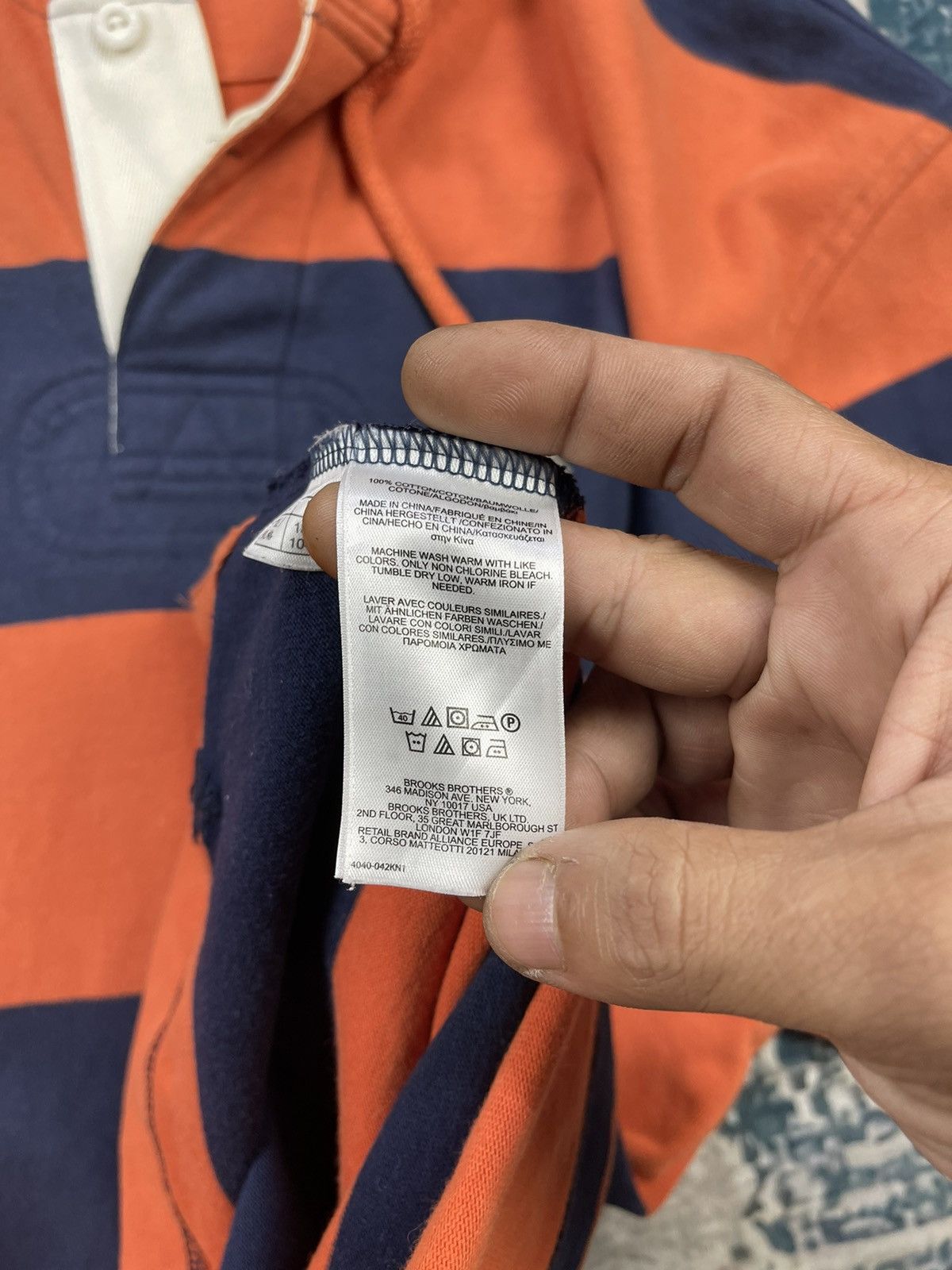 Brooks Brothers Brooks Brothers Stripe Orange Back Hit Hoodie Shirts Size US L / EU 52-54 / 3 - 12 Thumbnail