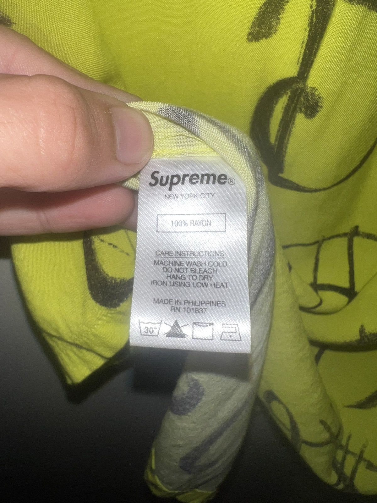 Supreme Supreme Black Ark Rayon S/S Shirt Fluorescent Yellow Size US L / EU 52-54 / 3 - 6 Thumbnail