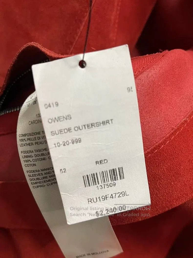 Rick Owens Rick Owens Red Suede Jacket with Pockets. Size US L / EU 52-54 / 3 - 8 Thumbnail