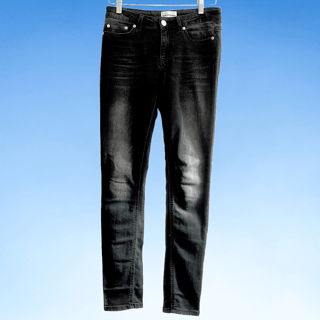 Won Hundred Won Hundred Skinny Mid-Rise Washed Black Jeans Size 27" / US 4 / IT 40 - 2 Thumbnail