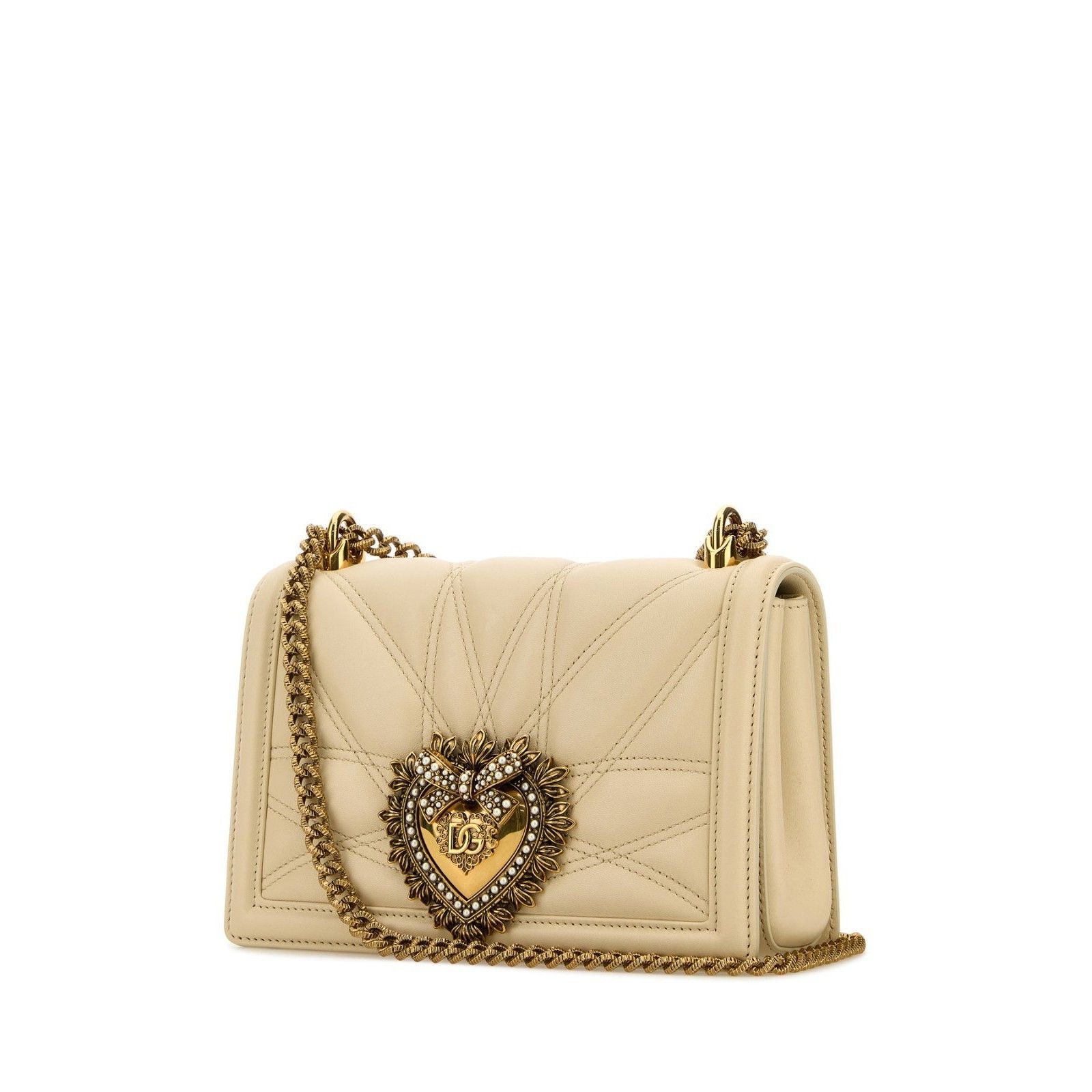 Dolce & Gabbana DOLCE&GABBANA Devotion Medium Beige Quilted Leather Shoulder Size ONE SIZE - 2 Thumbnail