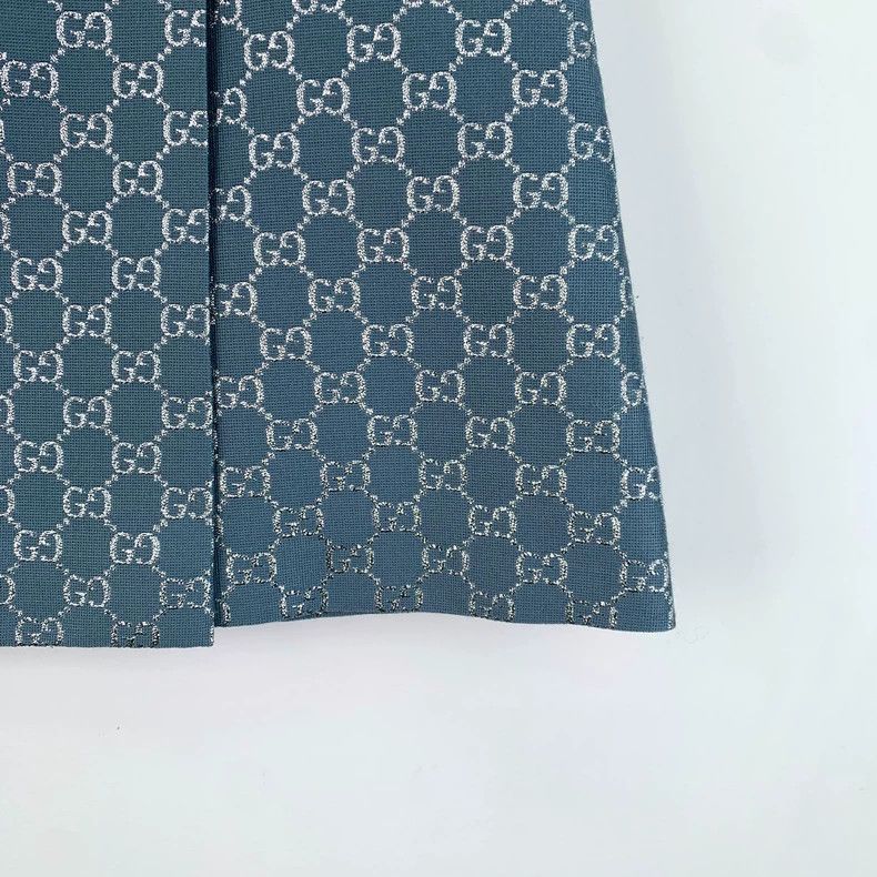 Gucci Gucci Blue logo jacquard full-print wool casual skirt 2503 Size 26" / US 2 / IT 38 - 4 Thumbnail