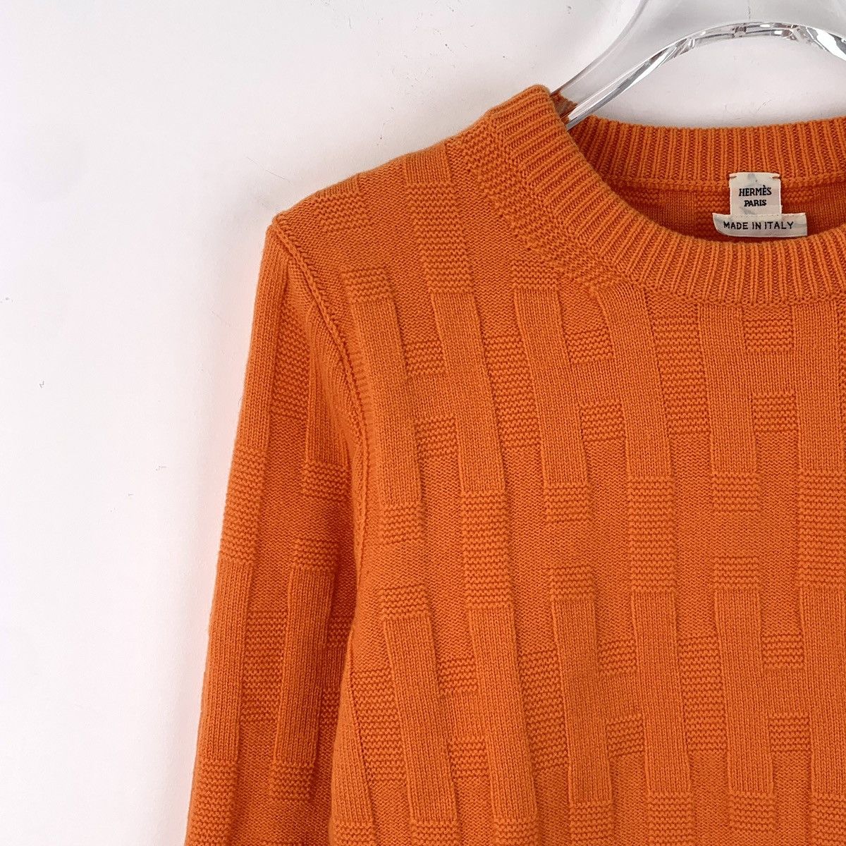 Hermes Hermes Orange Ribbed Wool Crew Neck Long Sleeve Knit Sweater Size XS / US 0-2 / IT 36-38 - 3 Thumbnail