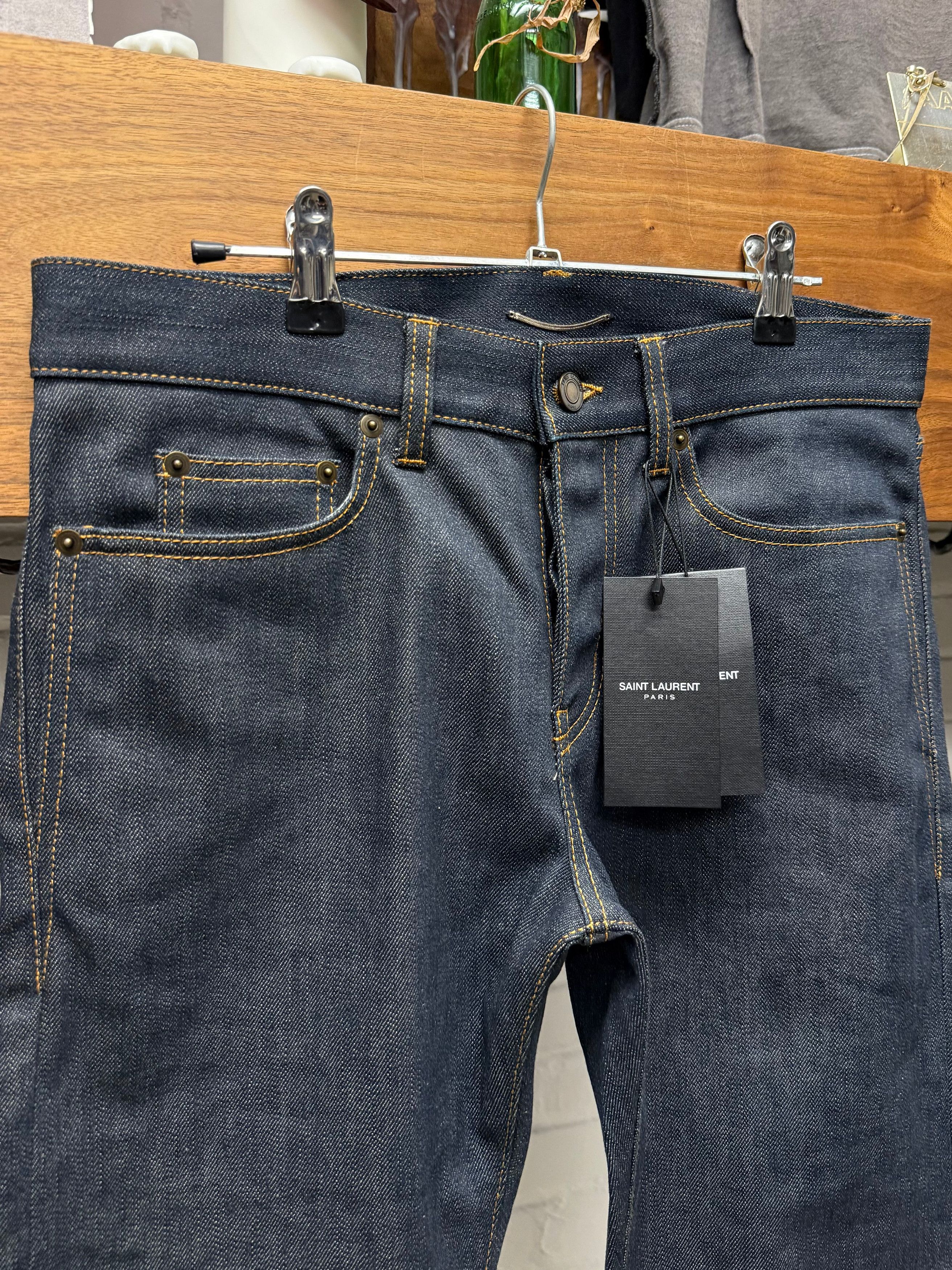 Saint Laurent Paris 2020 Saint Laurent ‘D18’ Dark Raw Washed Blue Skinny Jeans Size US 28 / EU 44 - 2 Thumbnail