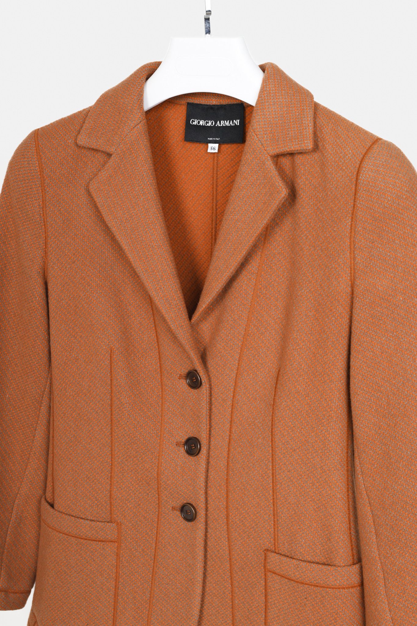 Giorgio Armani Giorgio Armani Brown Orange Wool Cashmere Blazer Size XS / US 0-2 / IT 36-38 - 3 Thumbnail