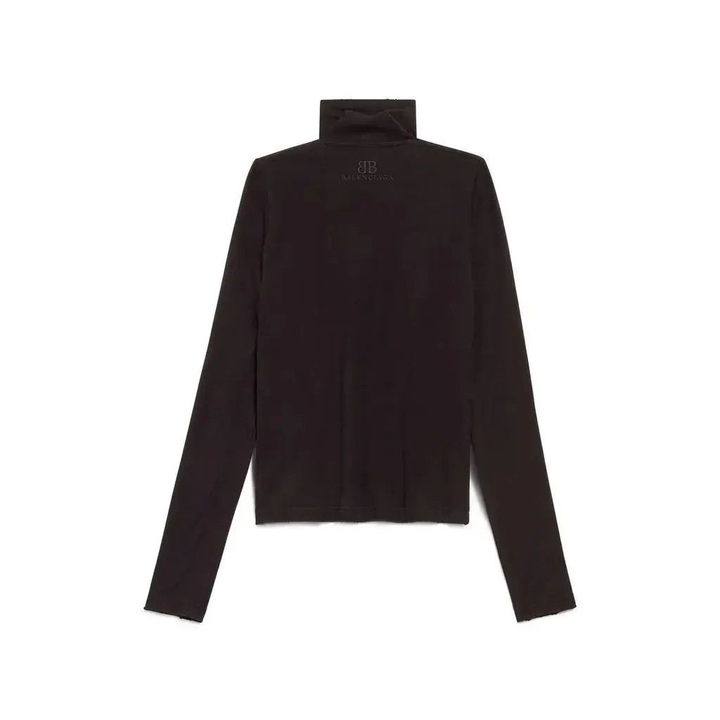Balenciaga o1w1db10625 BB Classic Fitted Turtleneck Sweater in Black Size US M / EU 48-50 / 2 - 2 Thumbnail