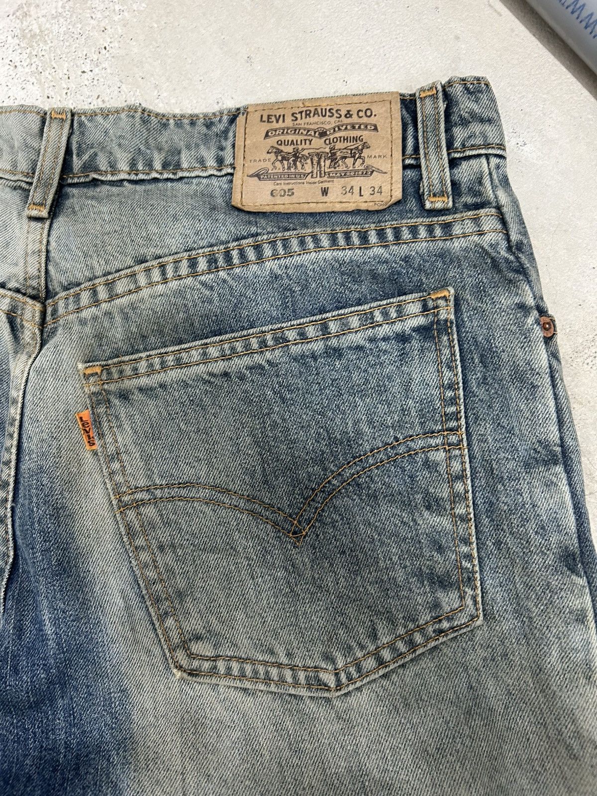 Levi's Vintage Levis 605 Orange Tab Acid Washed Baggy Size US 31 - 17 Thumbnail