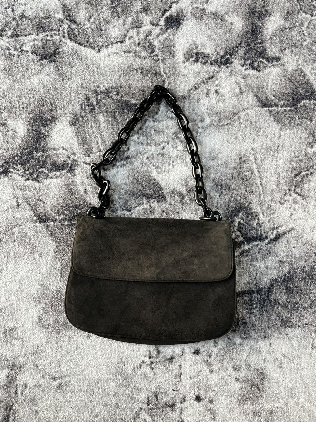 PRADA Suede Shoulder Bag Distressed Patina Archive