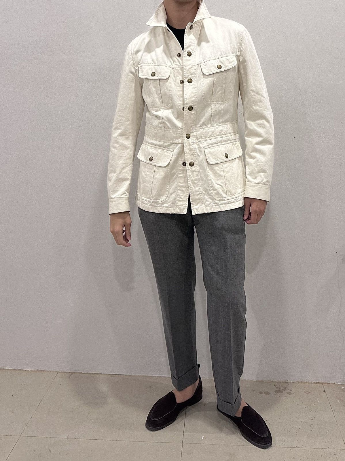 Tom Ford TOM FORD White Cotton-Twill Utility Jacket Size US L / EU 52-54 / 3 - 14 Thumbnail