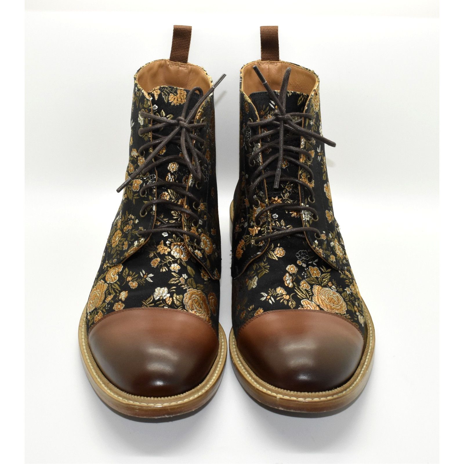 TAFT TAFT The Jack Floral Jacquard & Leather Cap Toe Boots Sz 46 Size US 13 / EU 46 - 4 Thumbnail