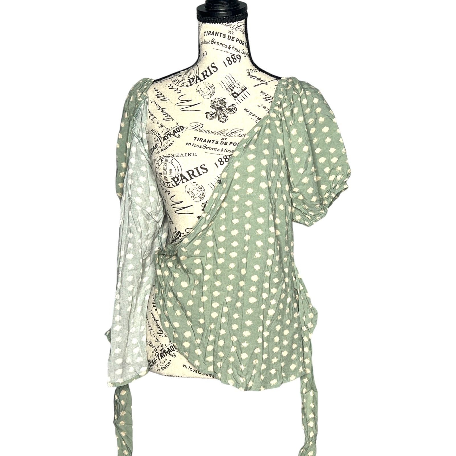 Other Patterned Puff Sleeve Front Wrap Tie Top Blouse Size S / US 4 / IT 40 - 5 Thumbnail