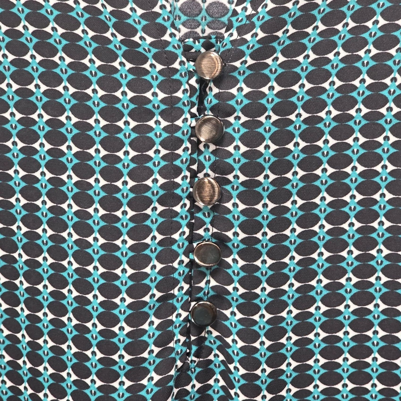 Laundry by Shelli Segal Laundry By Shelli Segal Blouse Womens L Geometric Roll Tab Long Sleeve Teal Size L / US 10 / IT 46 - 4 Thumbnail