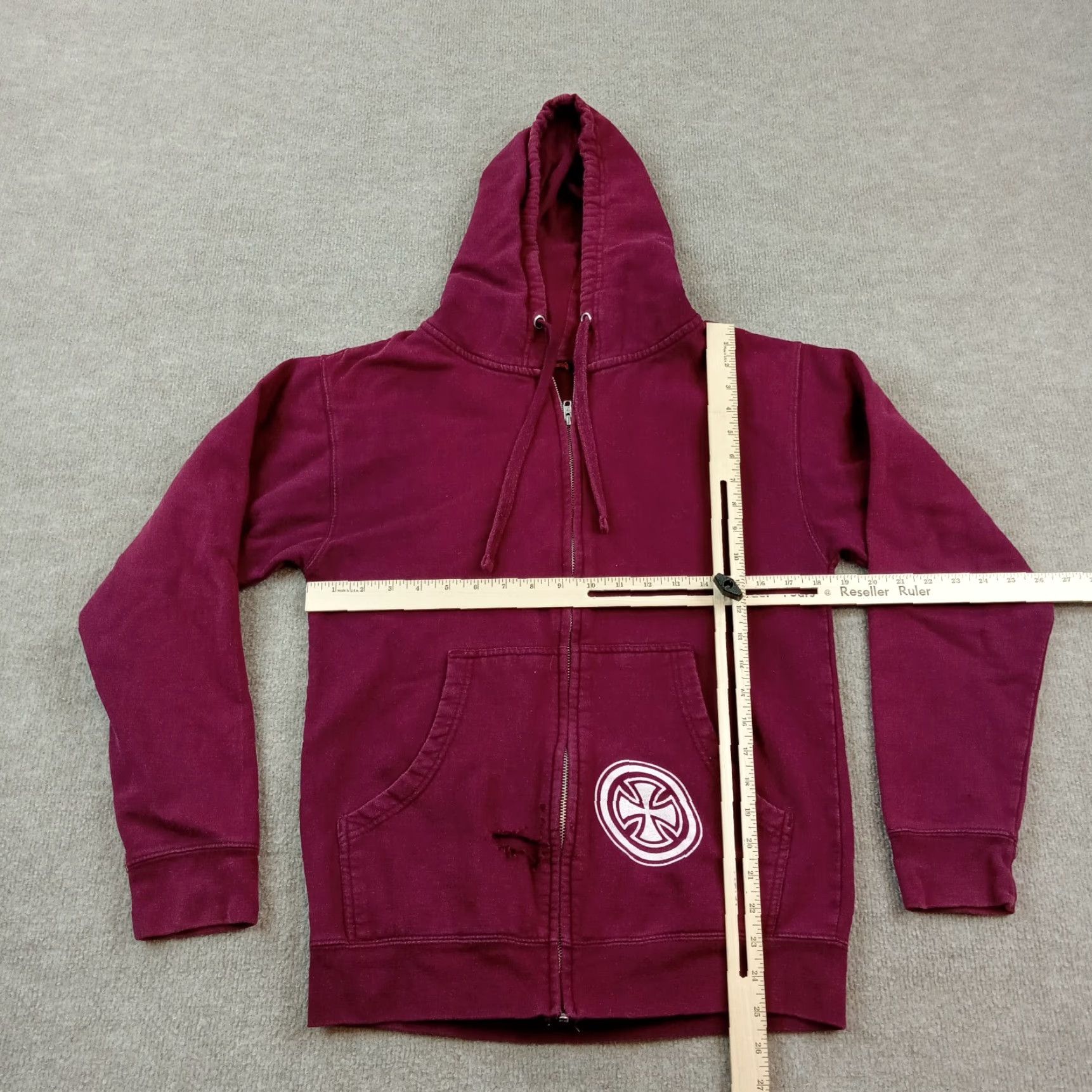 Vintage Independent Trading Company Hoodie Mens Small Red Hooded Long Sleeve Zip Full Zip Skater Size US S / EU 44-46 / 1 - 2 Thumbnail