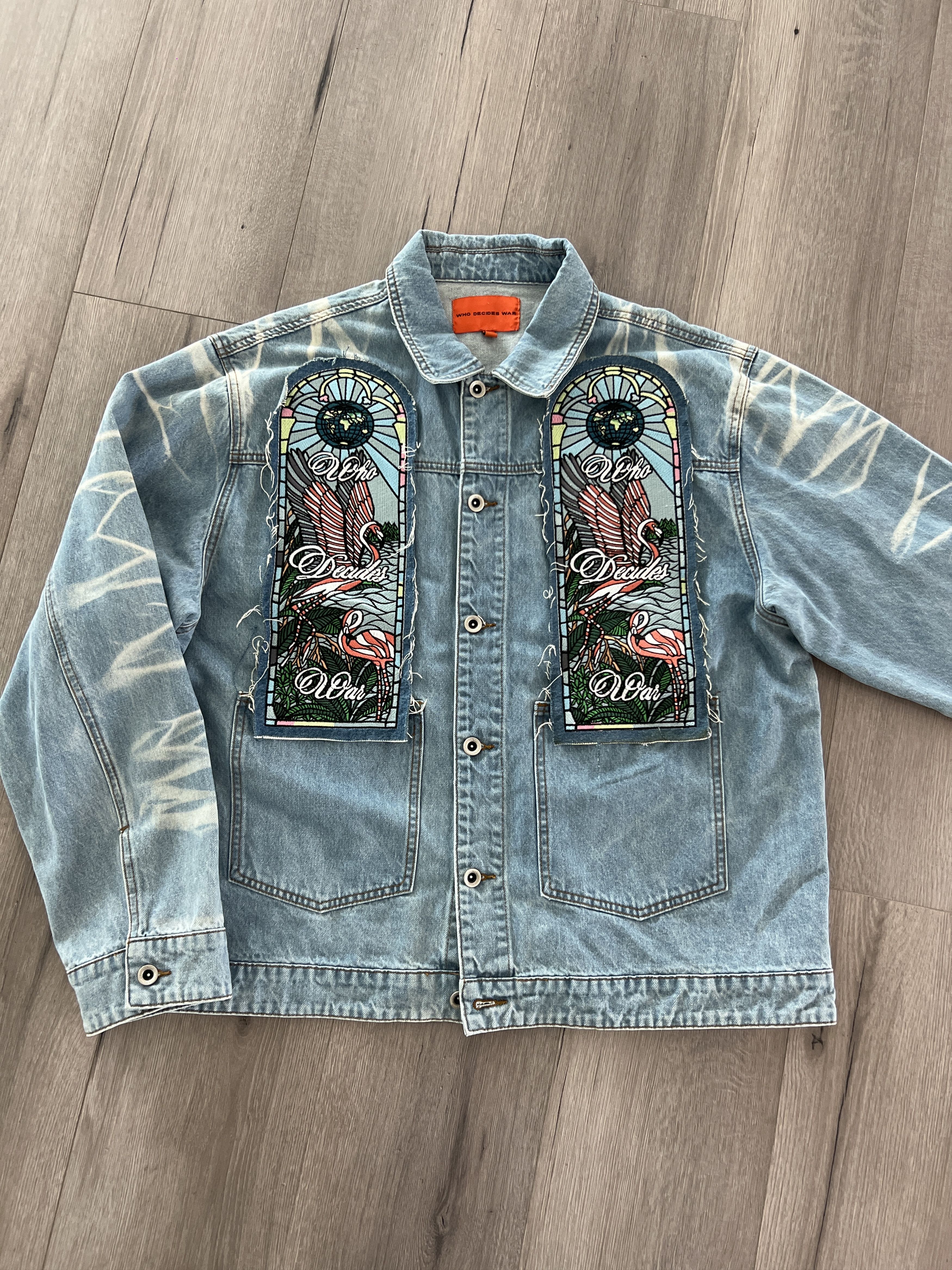 Who Decides War Flaming Embroidered Trucker Jacket Size US XXL / EU 58 / 5 - 1 Thumbnail