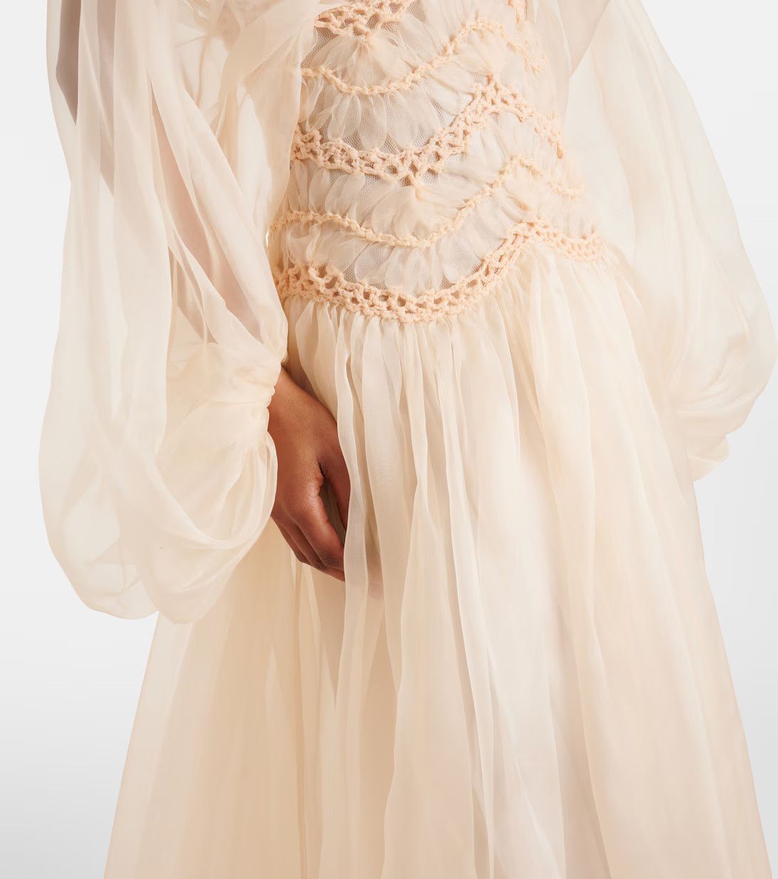 Zimmermann oc11z0226 Illuminate Macrame Gown In Cream Size L / US 10 / IT 46 - 6 Thumbnail