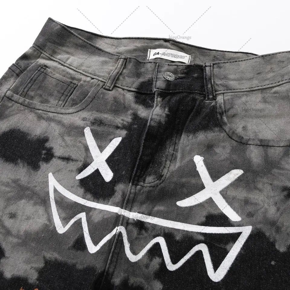 Designer × Japanese Brand Straight Wide Leg Pants Graffiti Print Casual Jeans Y2k Size US 32 / EU 48 - 5 Thumbnail
