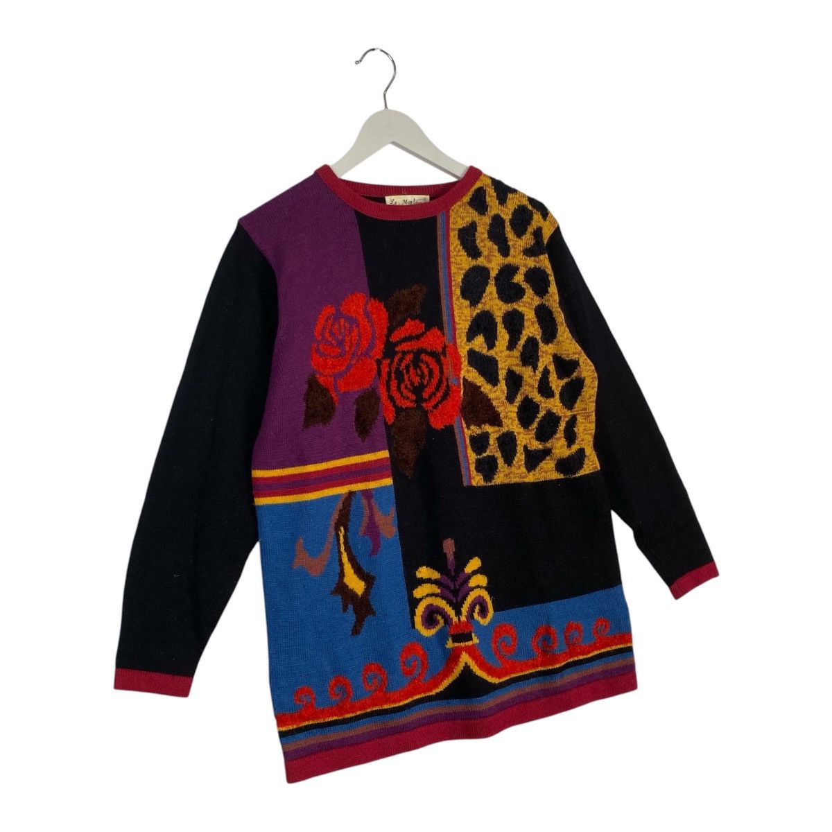 Designer × Vintage Vintage Leopard Rose Print Floral Embroidered Sweater Size M / US 6-8 / IT 42-44 - 3 Thumbnail