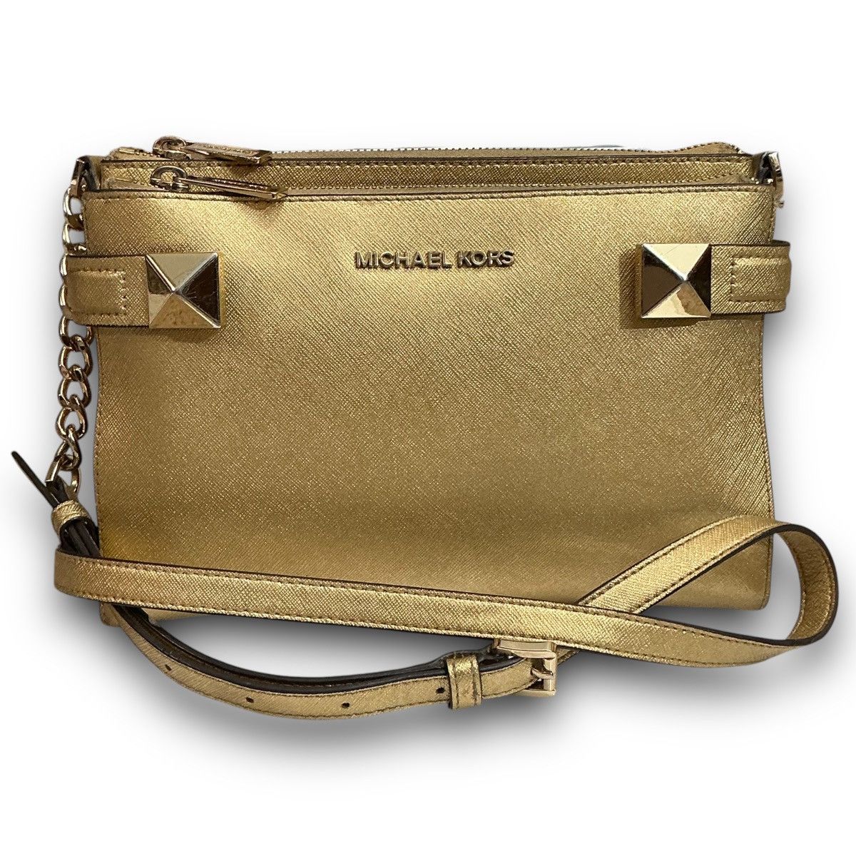 Michael Kors Michael Kors Gold Karla Crossbody Handbag Shoulder Bag Tote Size ONE SIZE - 1 Thumbnail