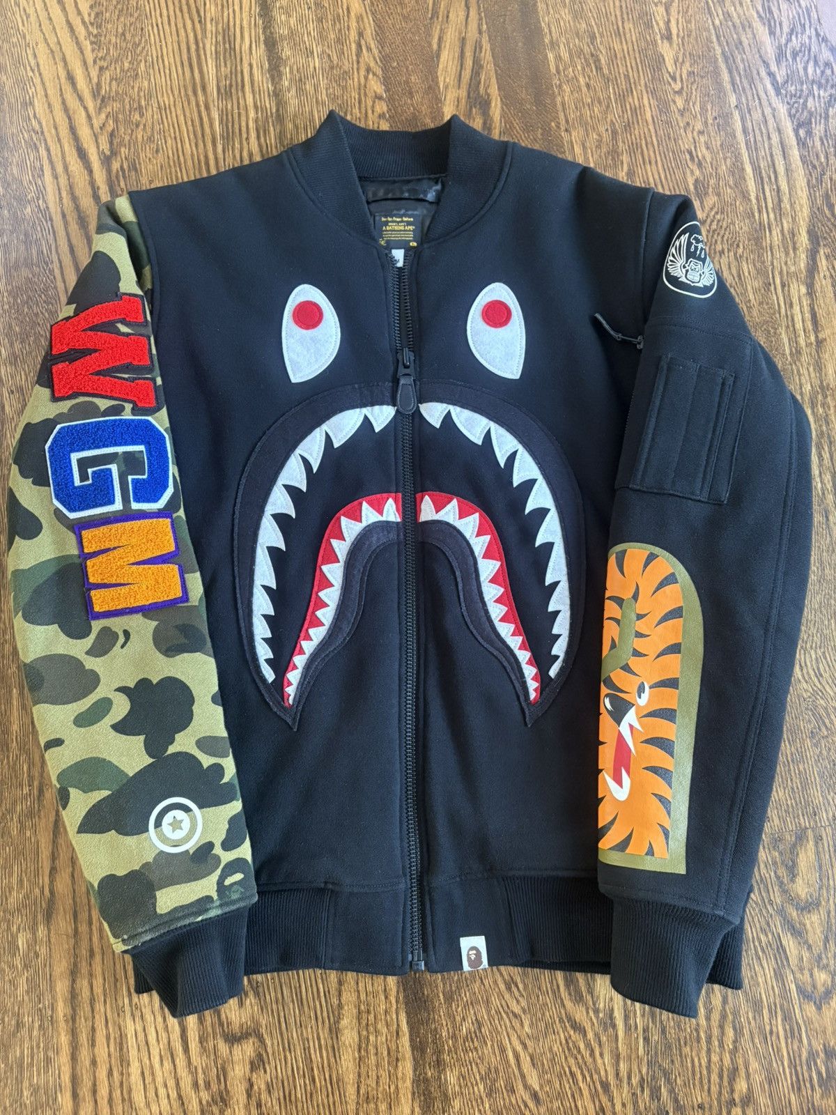 Bape *RARE* BAPE Shark MA-1 Flight Jacket Medium Size US M / EU 48-50 / 2 - 1 Thumbnail