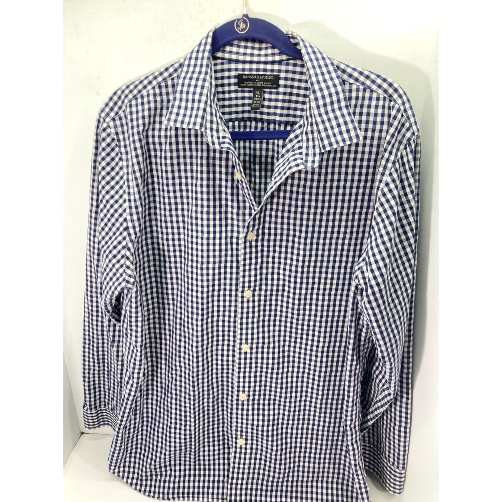 Banana Republic Banana Republic Button-Up Shirt XL Mens Blue White Non Iron Tailored Slim Fit Shirt Size US XL / EU 56 / 4 - 2 Thumbnail