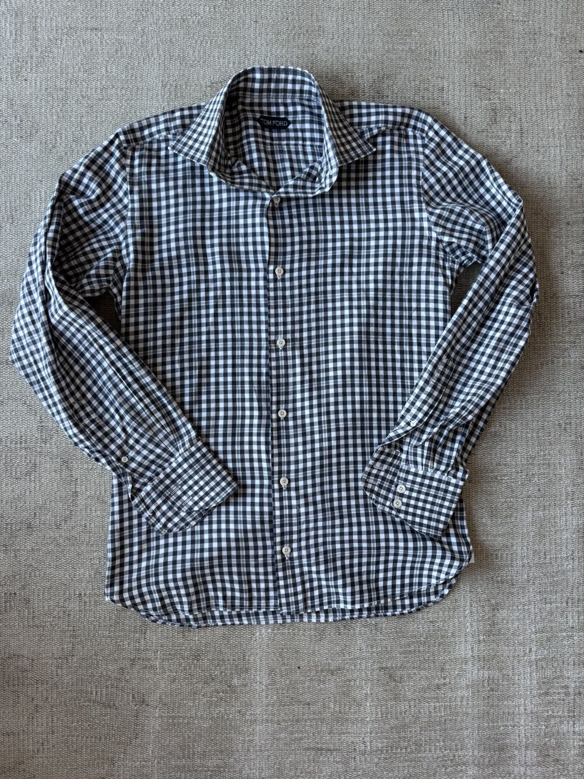 Tom Ford TOM FORD black and white plaid button down shirt 38/15 Size US S / EU 44-46 / 1 - 1 Thumbnail