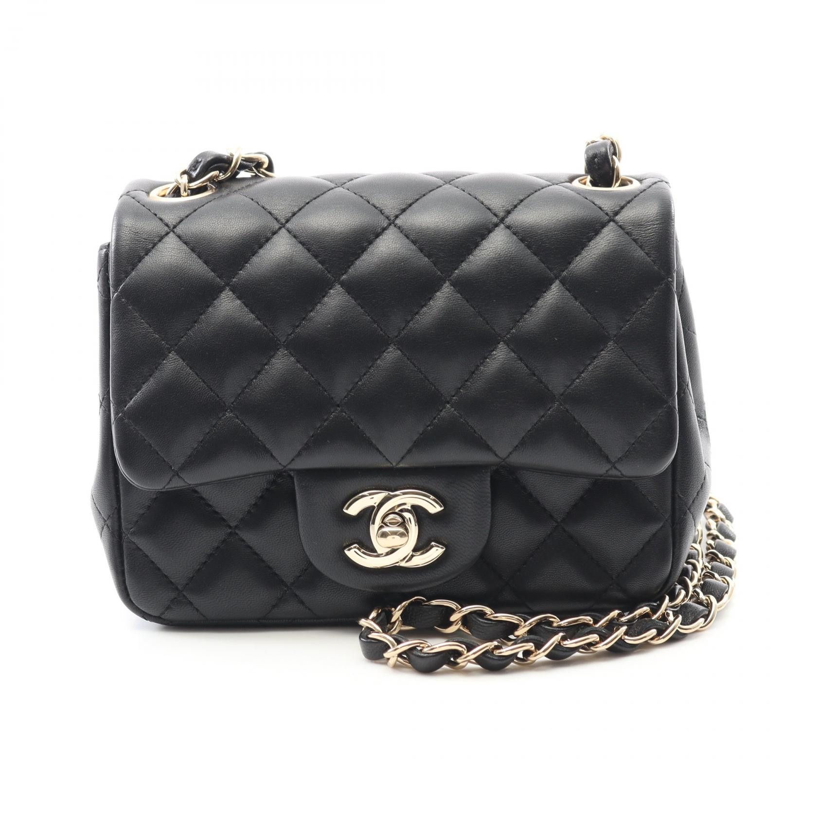 Chanel Chanel Mini Matelasse Lambskin Shoulder Bag Leather Shoulder Bag A35200 in Black, Women's