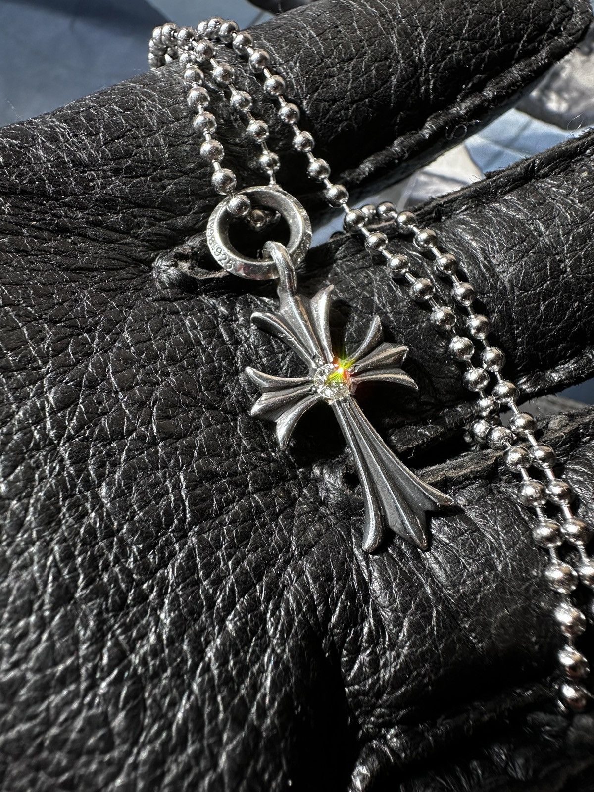 Tiny Cross Chrome Heart Cross Necklace 100% Authentic Chrome