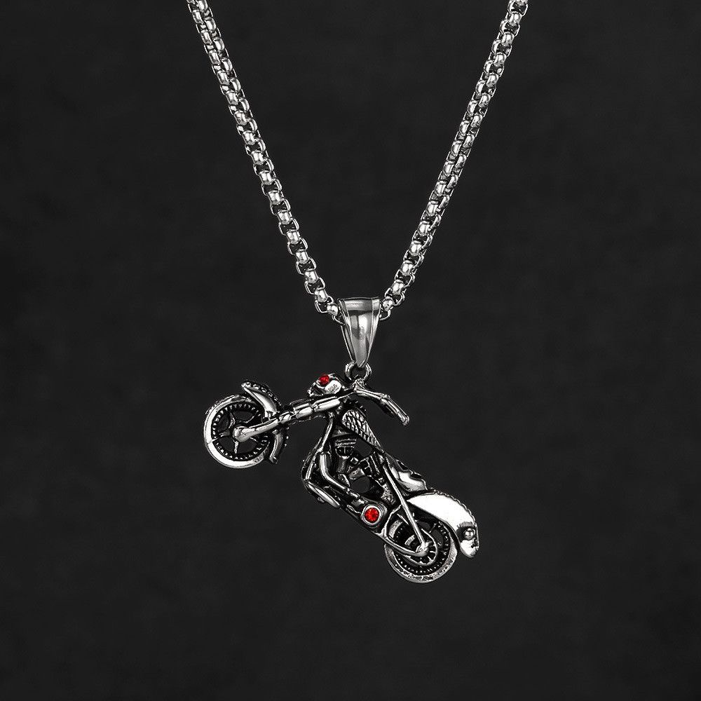 Designer × Japanese Brand Stainless Steel Necklace Cubic Zirconia Motorcycle Pendant Size ONE SIZE - 1 Thumbnail