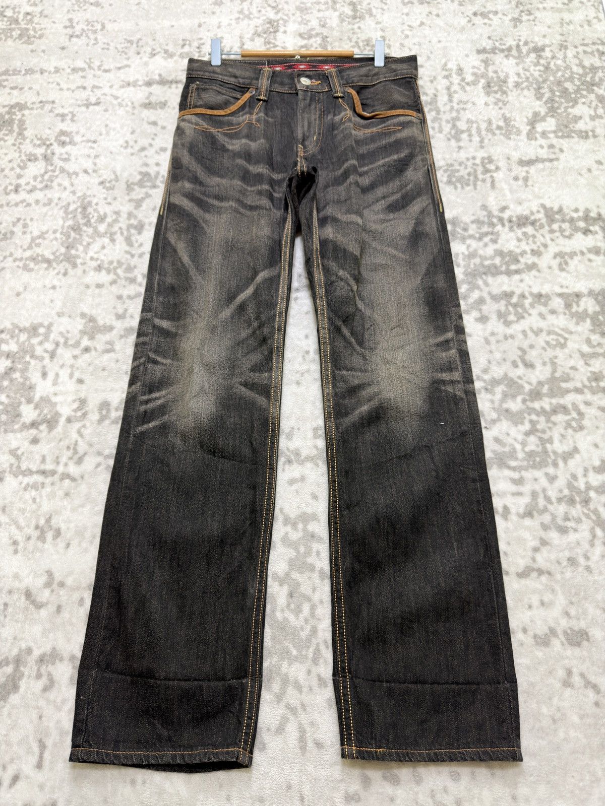 Kapital Edwin 434XVS Vintage Faded Black Denim Honeycomb Whisker Fit Size US 32 / EU 48 - 2 Thumbnail