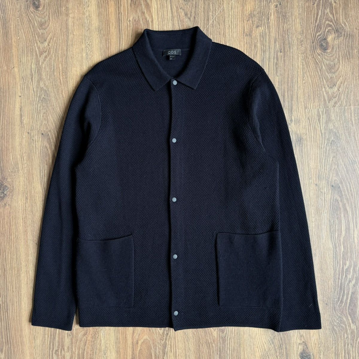 Cos COS Wool Knit Cardigan Snap Button Men’s L Navy Size US L / EU 52-54 / 3 - 1 Thumbnail
