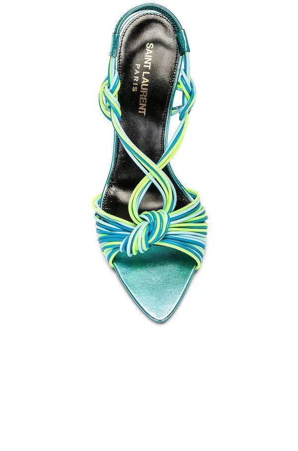 Saint Laurent Paris o1tp1o1224 Pool Sandals In Tpu And Metallized in Teal Size US 7 / IT 37 - 5 Thumbnail