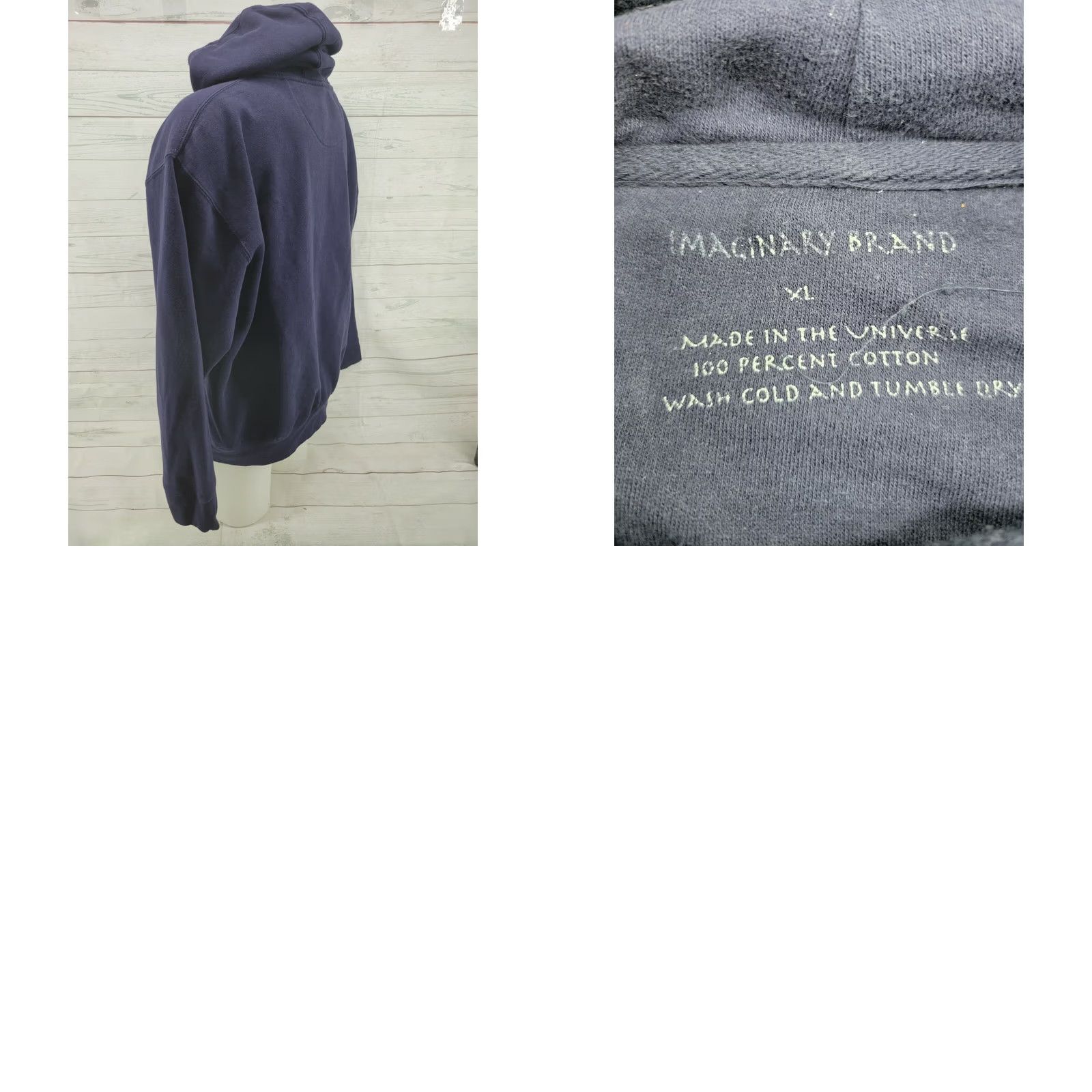 J Brand Imaginary Brand Distressed Bear Hoodie Blue XL Men's Pullover Cotton Solid Size US XL / EU 56 / 4 - 8 Thumbnail