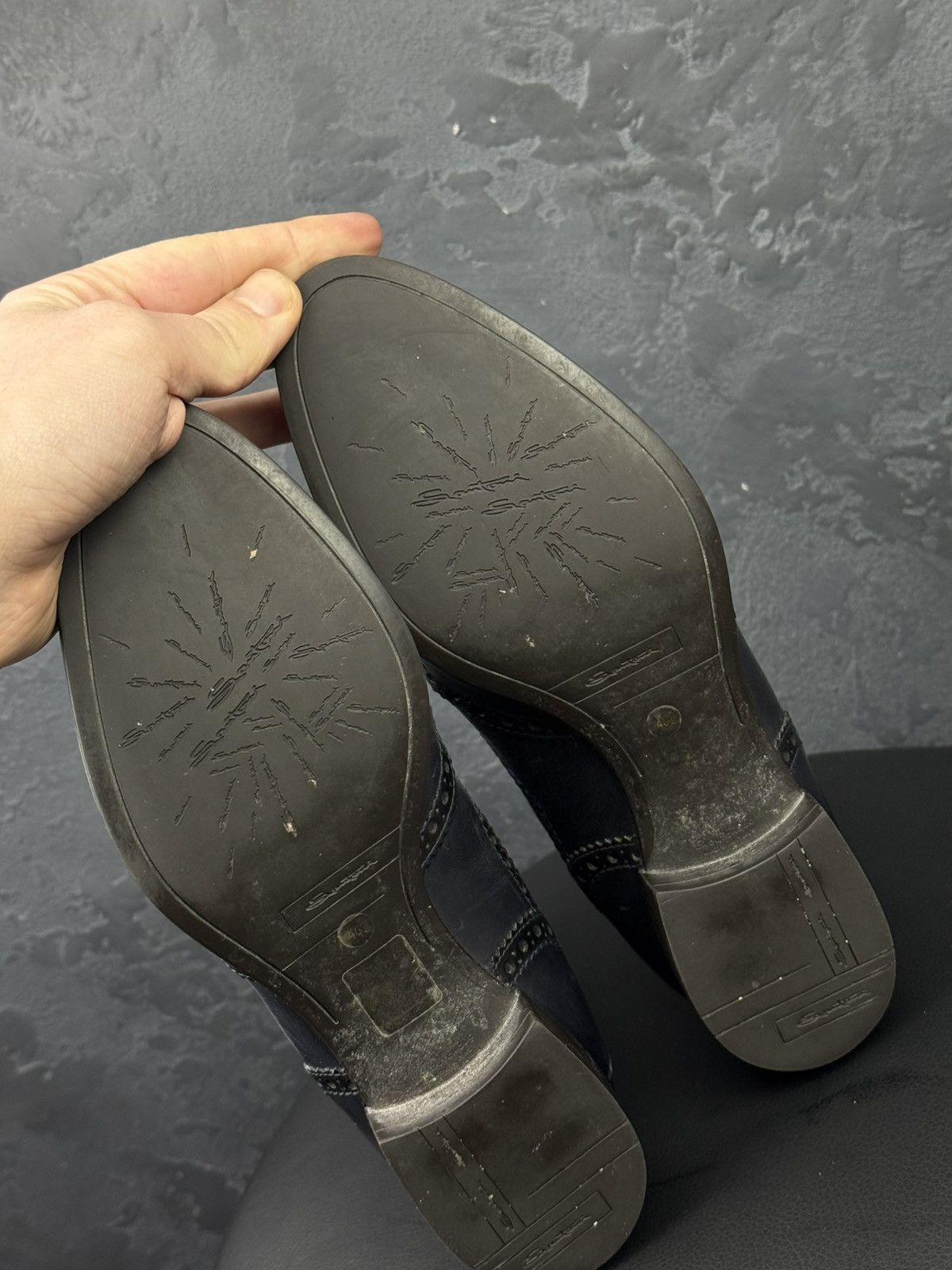 Santoni Santoni Wingtip Chelsea Ankle Boots Black Leather Women Size US 10.5 / IT 40.5 - 9 Thumbnail