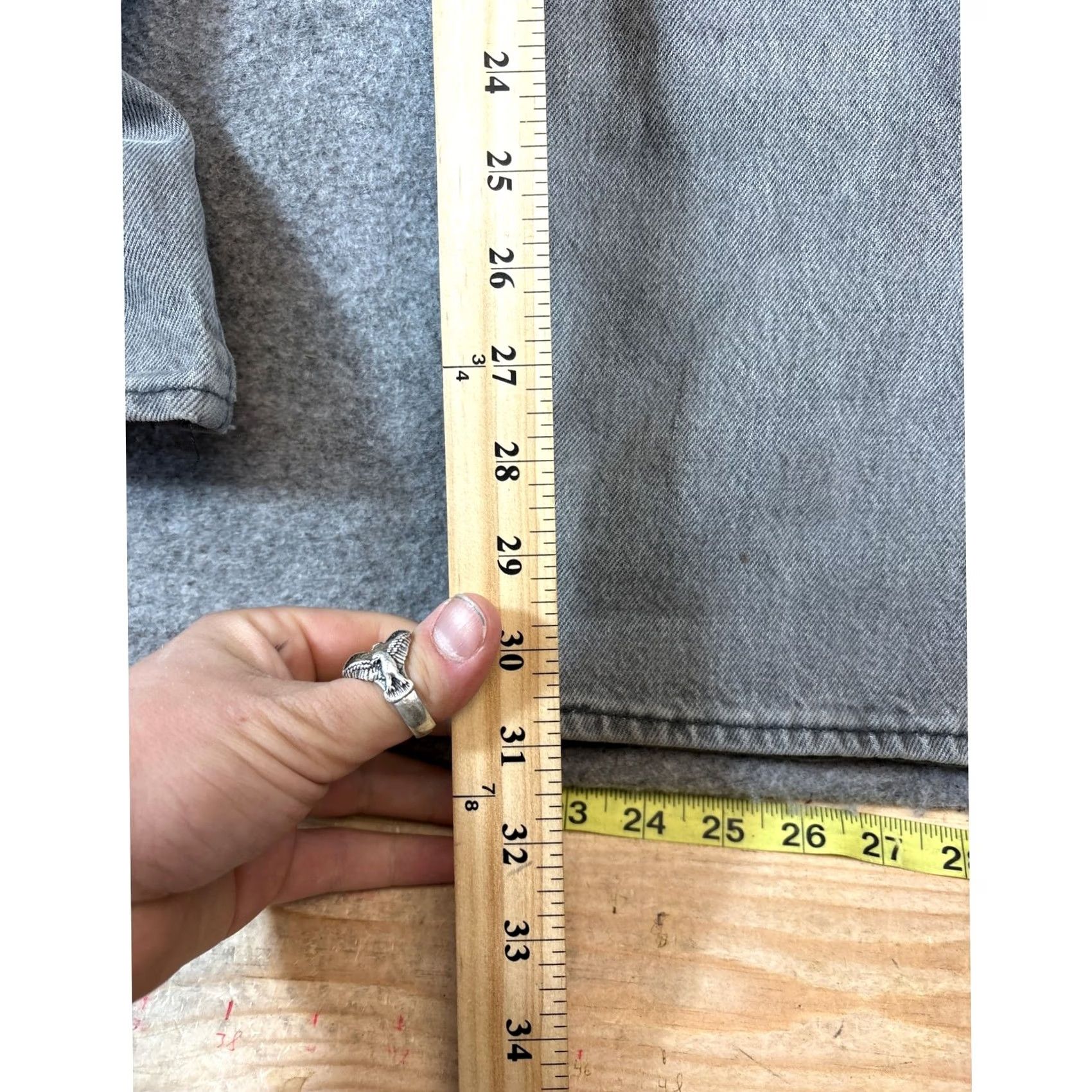 Levi's Levi's 501 Denim Straight Jeans Men 33x31 Gray Washed Button Fly Red Tab USA Jeans Mens 501 Regular Straight Denim Solid 5-Pocket Design USA Size US 33 - 7 Thumbnail