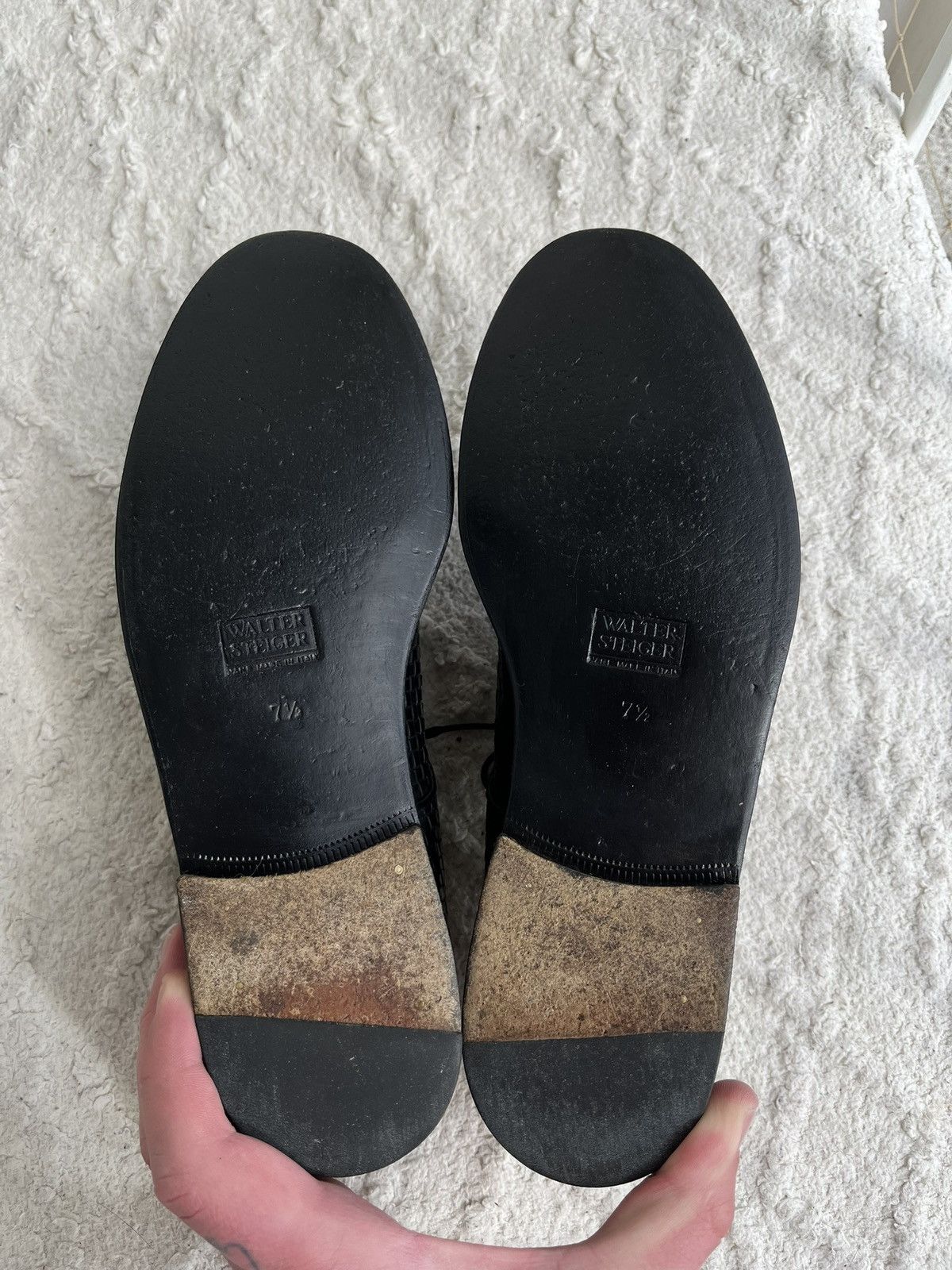 Walter Steiger Woven Black Leather Derby Shoes