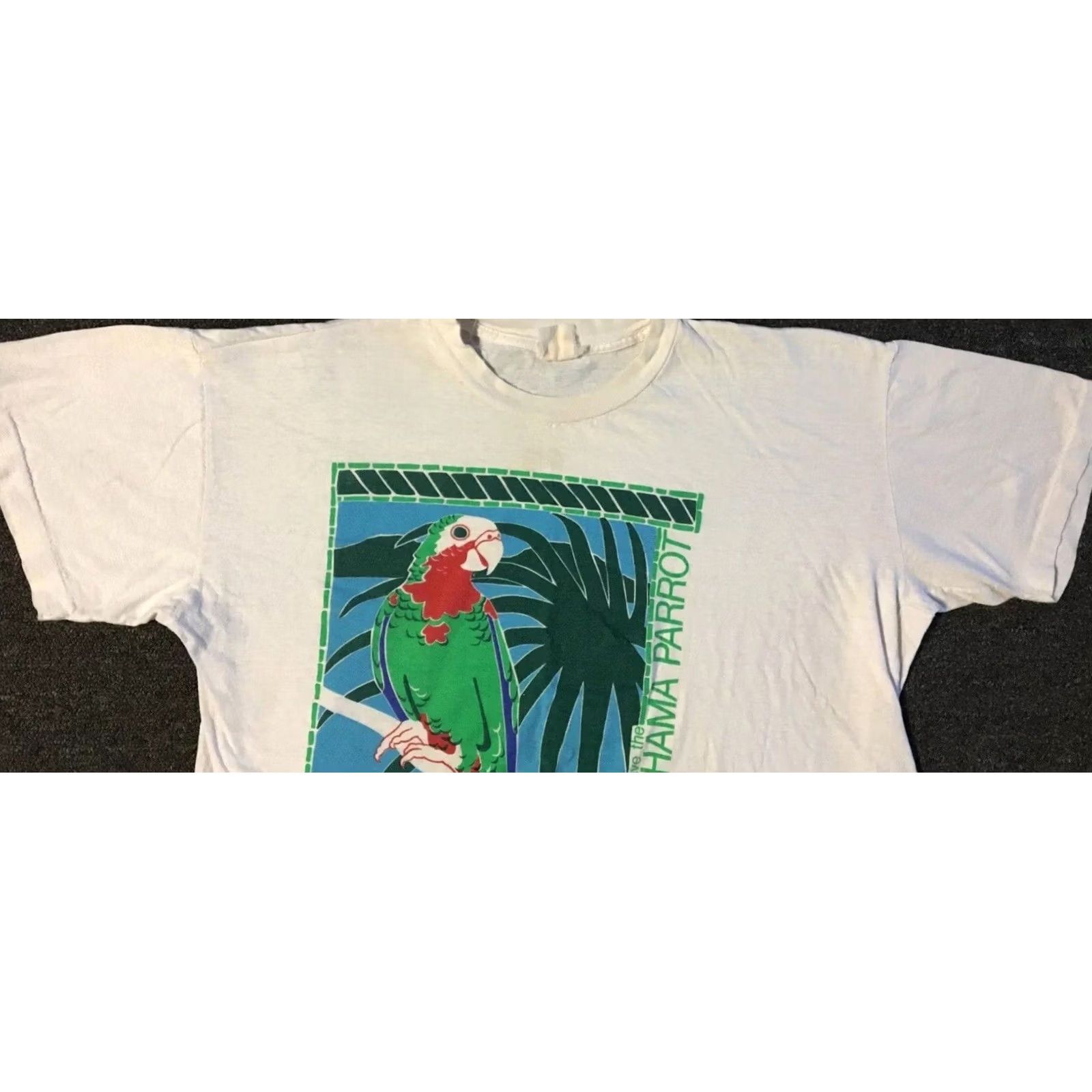 Vintage VINTAGE Parrot Shirt S M Boxy Art Nature Surf Beach Grunge 90s White Mens T-Shirt Short Sleeve Size US S / EU 44-46 / 1 - 7 Thumbnail