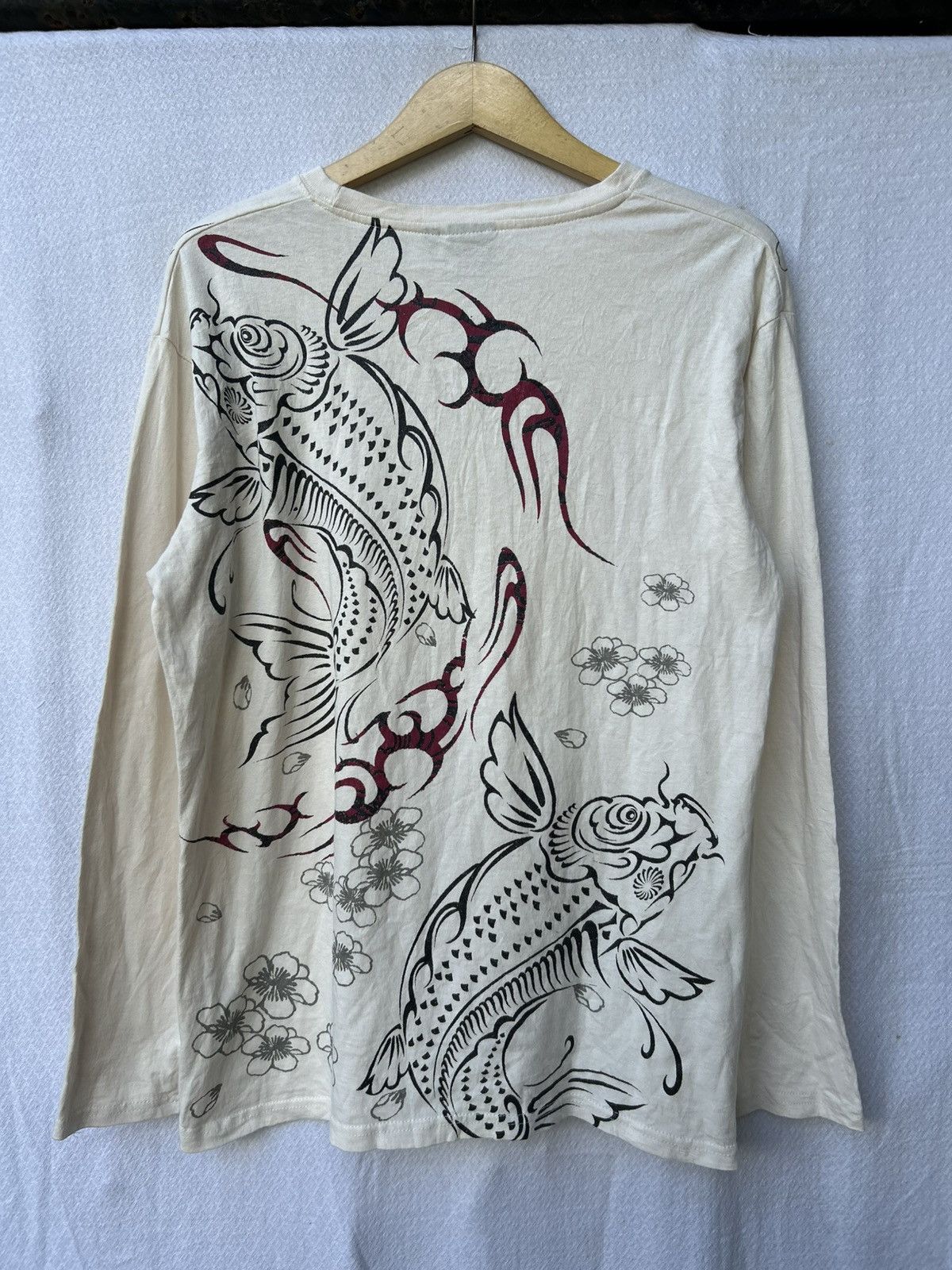 Japanese Brand Bullet Noise Sukajan Traditional Art Fish Koi Longsleeve Size US L / EU 52-54 / 3 - 2 Thumbnail